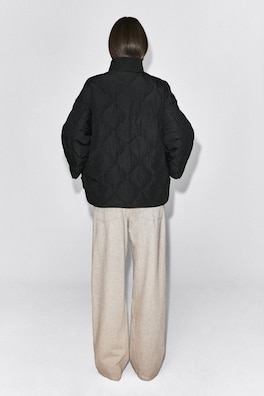 SHAWL-COLLAR QUILTED JACKET — BLACK 5