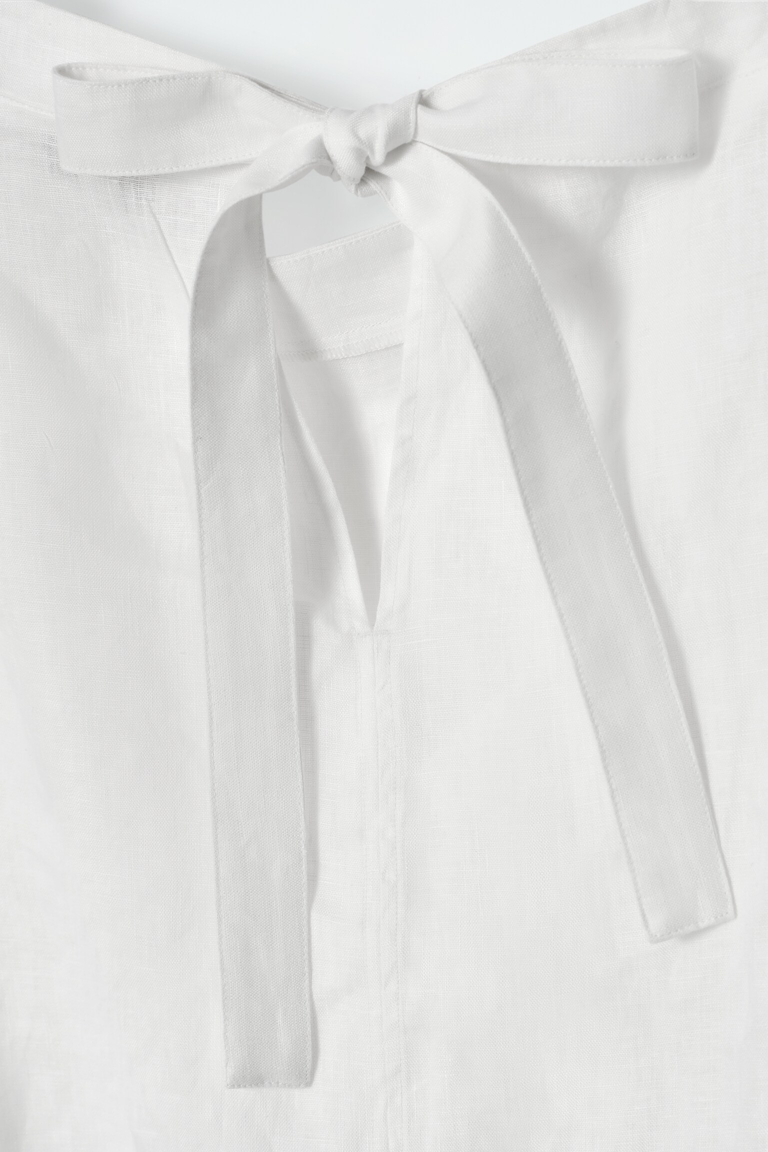 BLOUSE AVEC DÉTAIL À NOUER EN LIN - BLANC/NOIR - 8