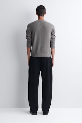 PLEATED RELAXED-FIT TAPERED CORDUROY PANTS — BLACK 5