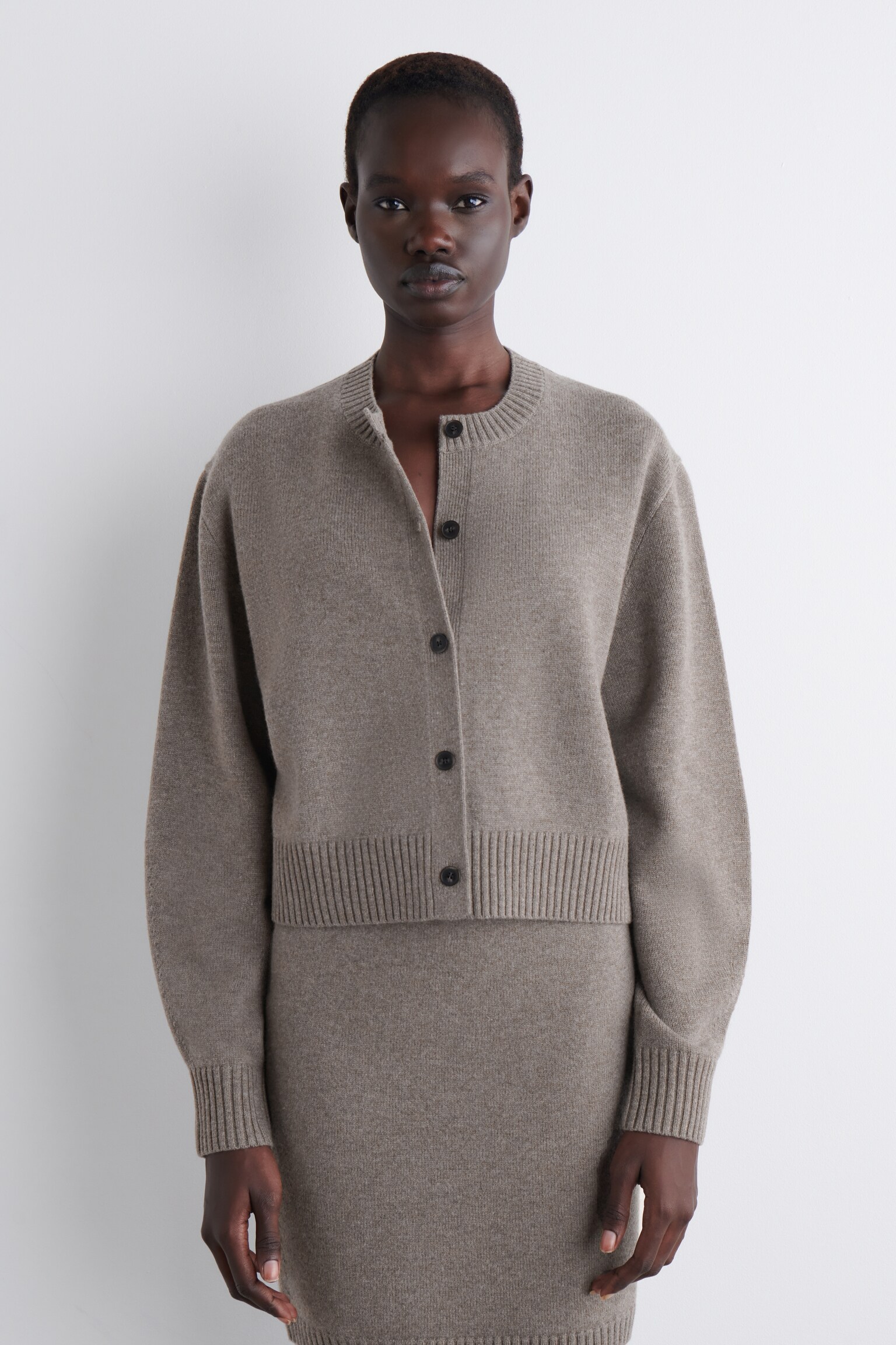 MERINO WOOL CARDIGAN - MOLE MÉLANGE