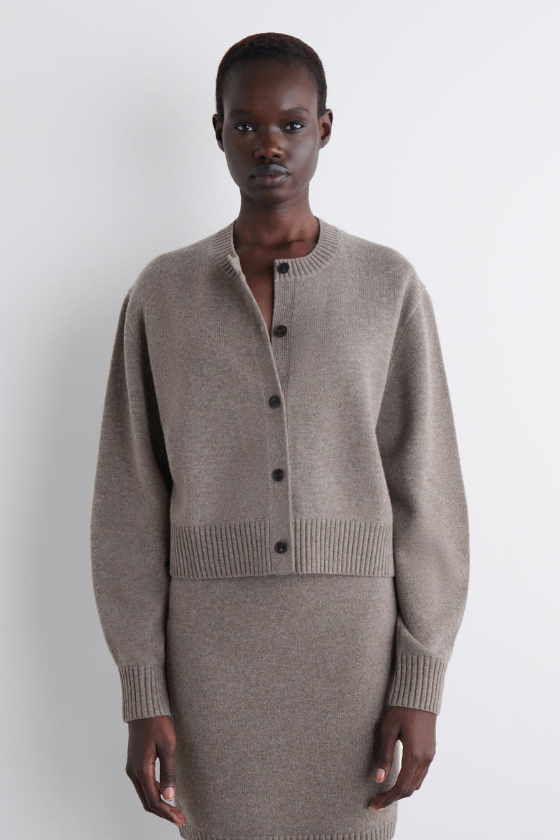 Cos Merino Wool Cardigan In Brown