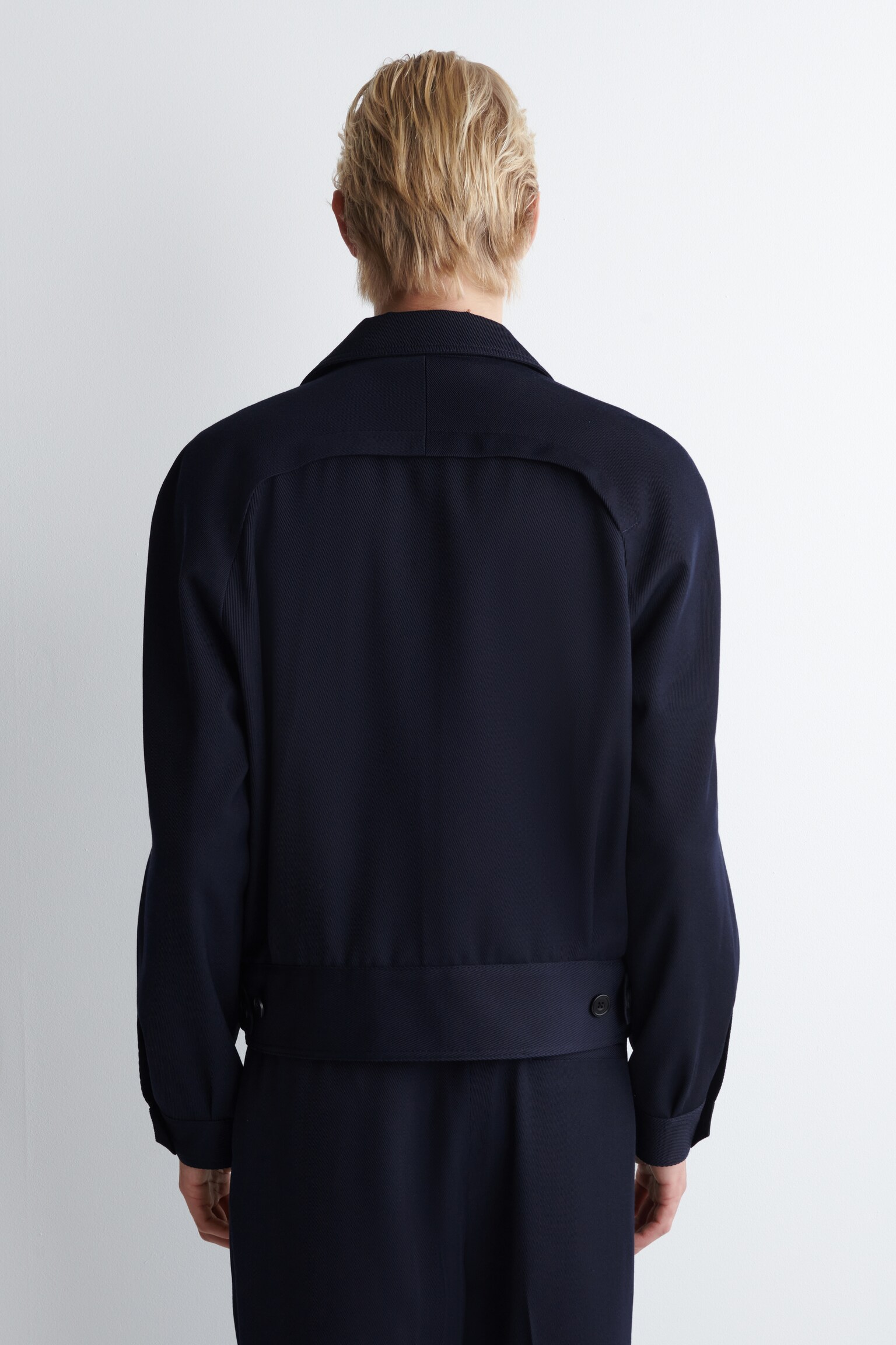 CHAQUETA DE MEZCLA DE LANA DE BOTONADURA CRUZADA - AZUL MARINO - 4
