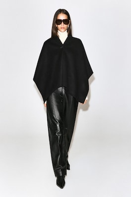 DOUBLE-FACED WOOL-BLEND CAPE — BLACK 2