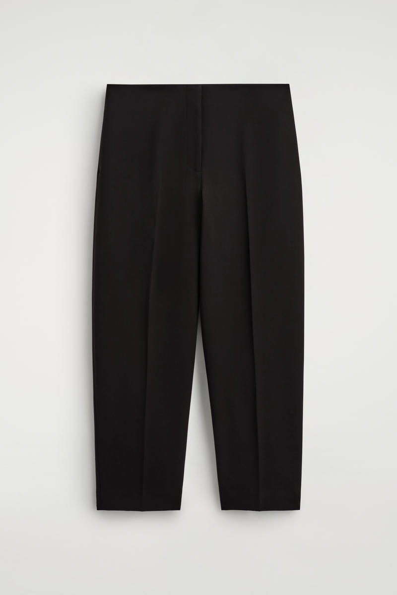 Cos Wool-Blend Barrel-Leg Trousers In Brown