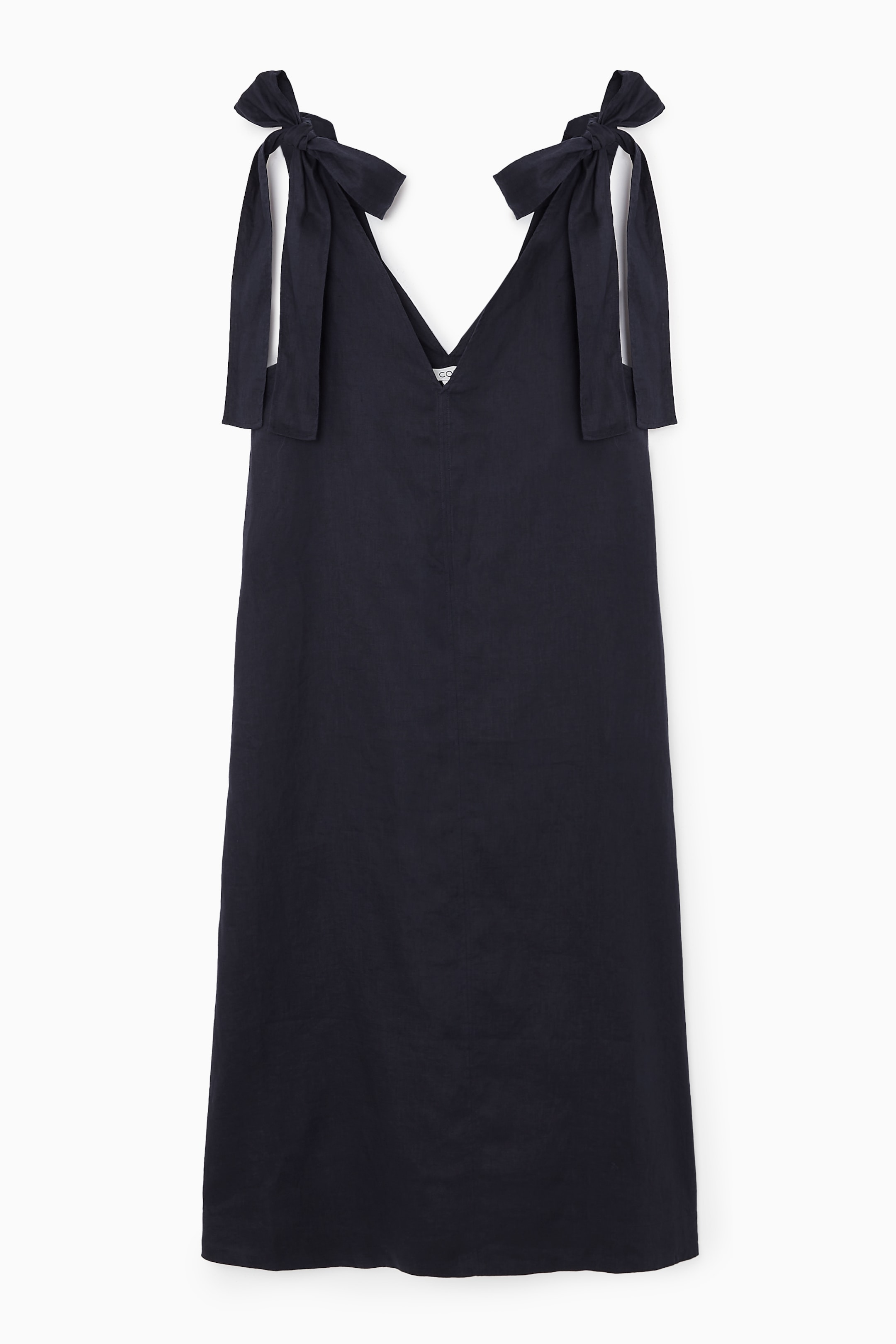 Ingrandisci l'immagine: BOW-DETAIL LINEN MIDI DRESS - NAVY BLUE - DONNA | H&M CH 1