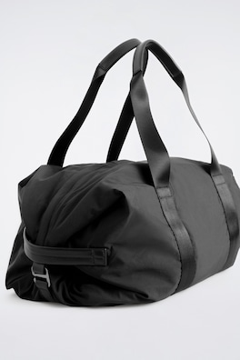 LEATHER-DETAIL DUFFEL BAG - NYLON — BLACK 4