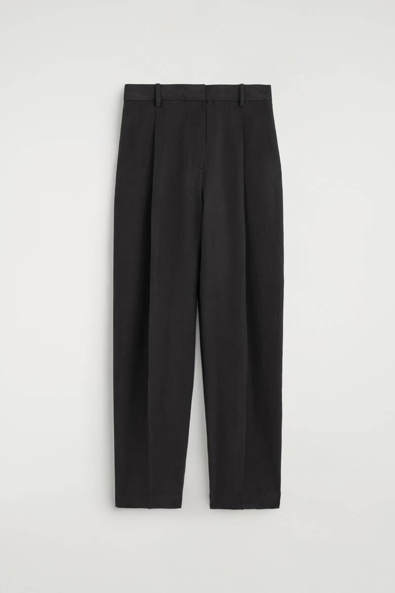 COS Washed-Silk Straight-Leg Trousers Black Women's Size 44
