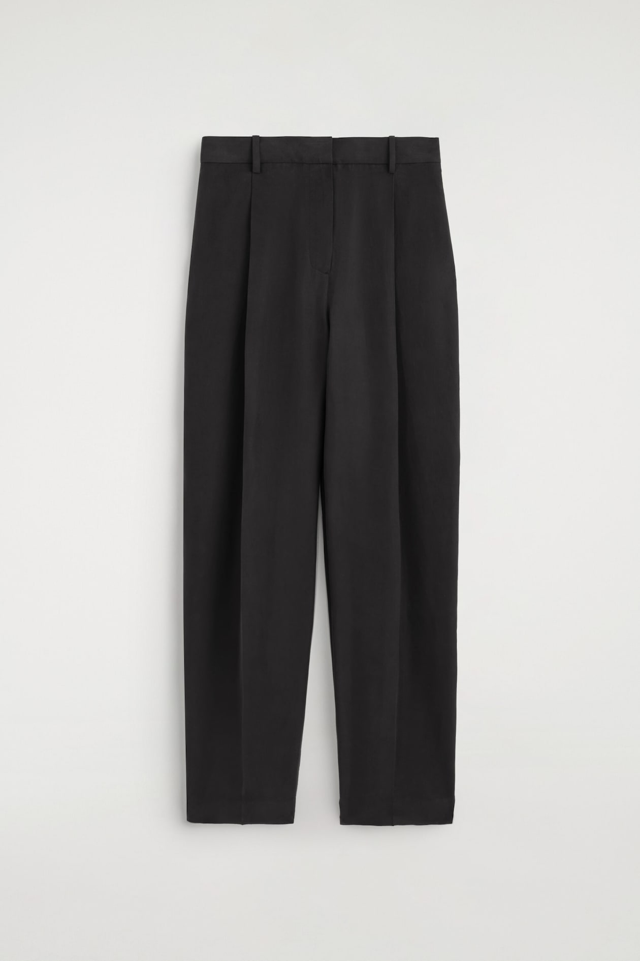 WASHED-SILK STRAIGHT-LEG TROUSERS — BLACK