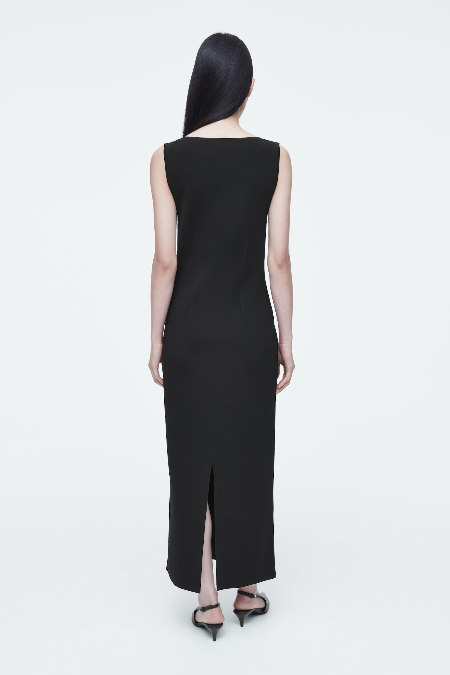 CORSET-DETAIL MAXI DRESS - BLACK - 6