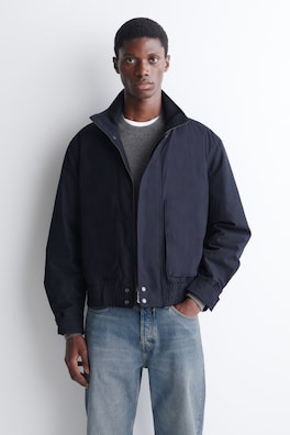 PADDED MOCK-NECK BOMBER JACKET — NAVY 2