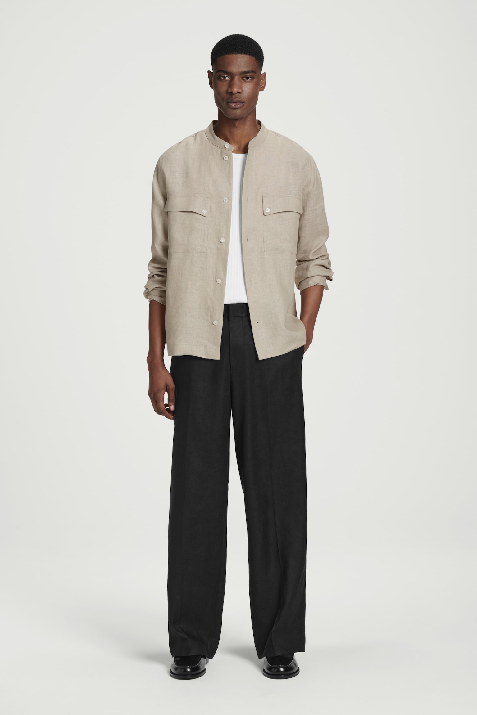 PANTALONES RECTOS DE LINO ELÁSTICOS - NEGRO/AZUL MARINO/MARRÓN/BLANCO