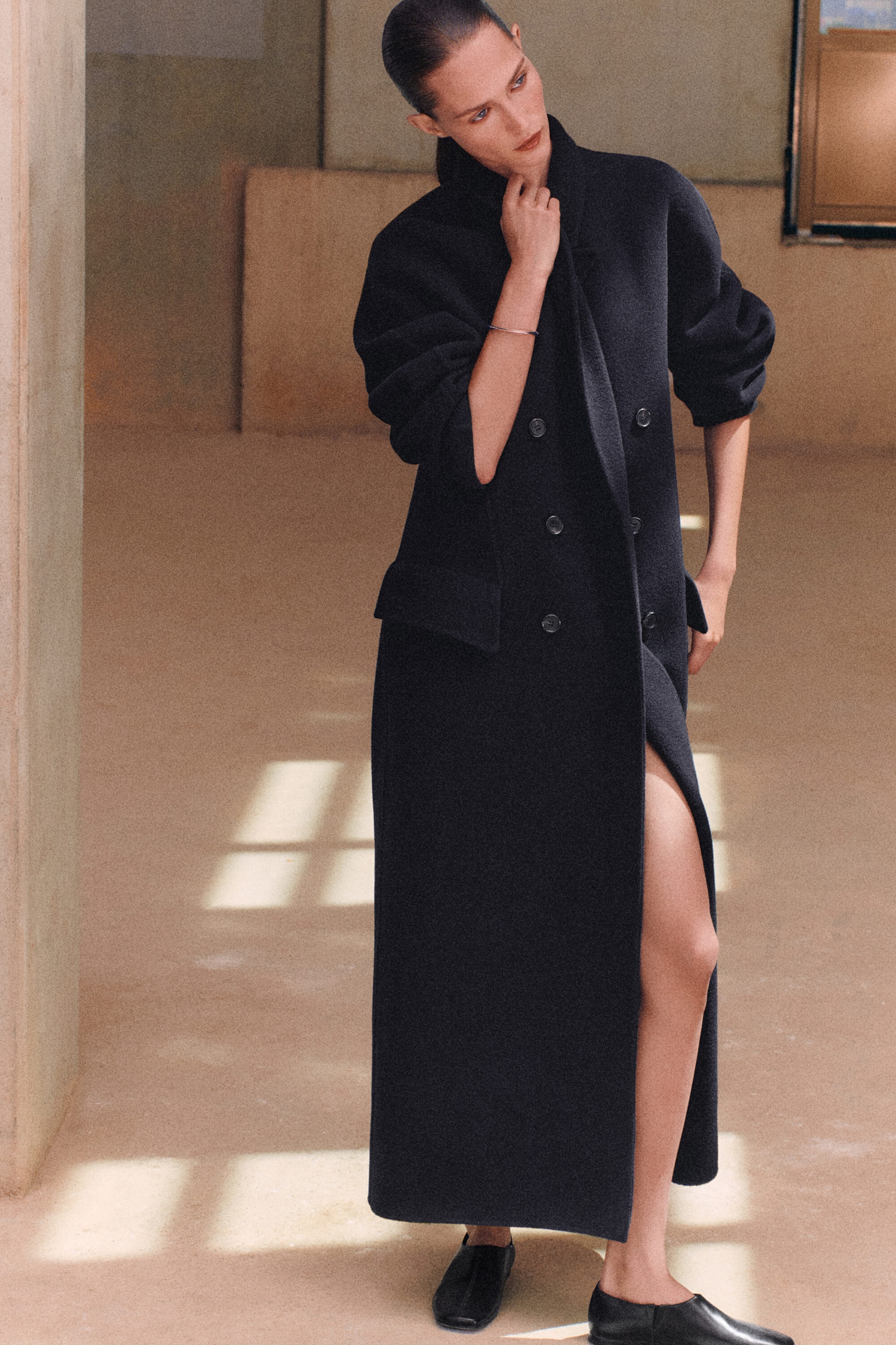 TAILORED DOUBLE-FACED WOOL-BLEND LONG COAT