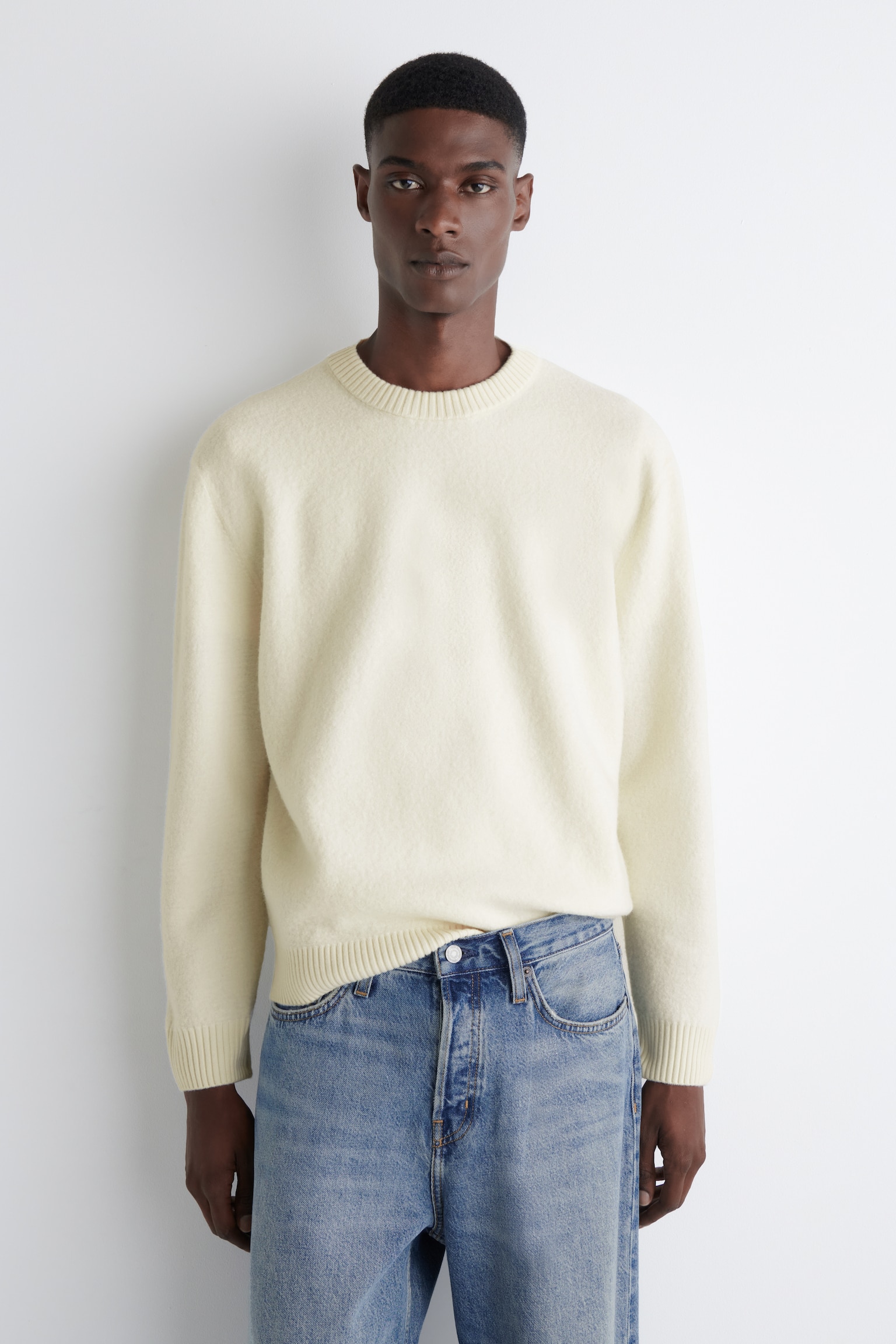 MAGLIONE GIROCOLLO IN LANA COTTA - ÉCRU/MARRONE