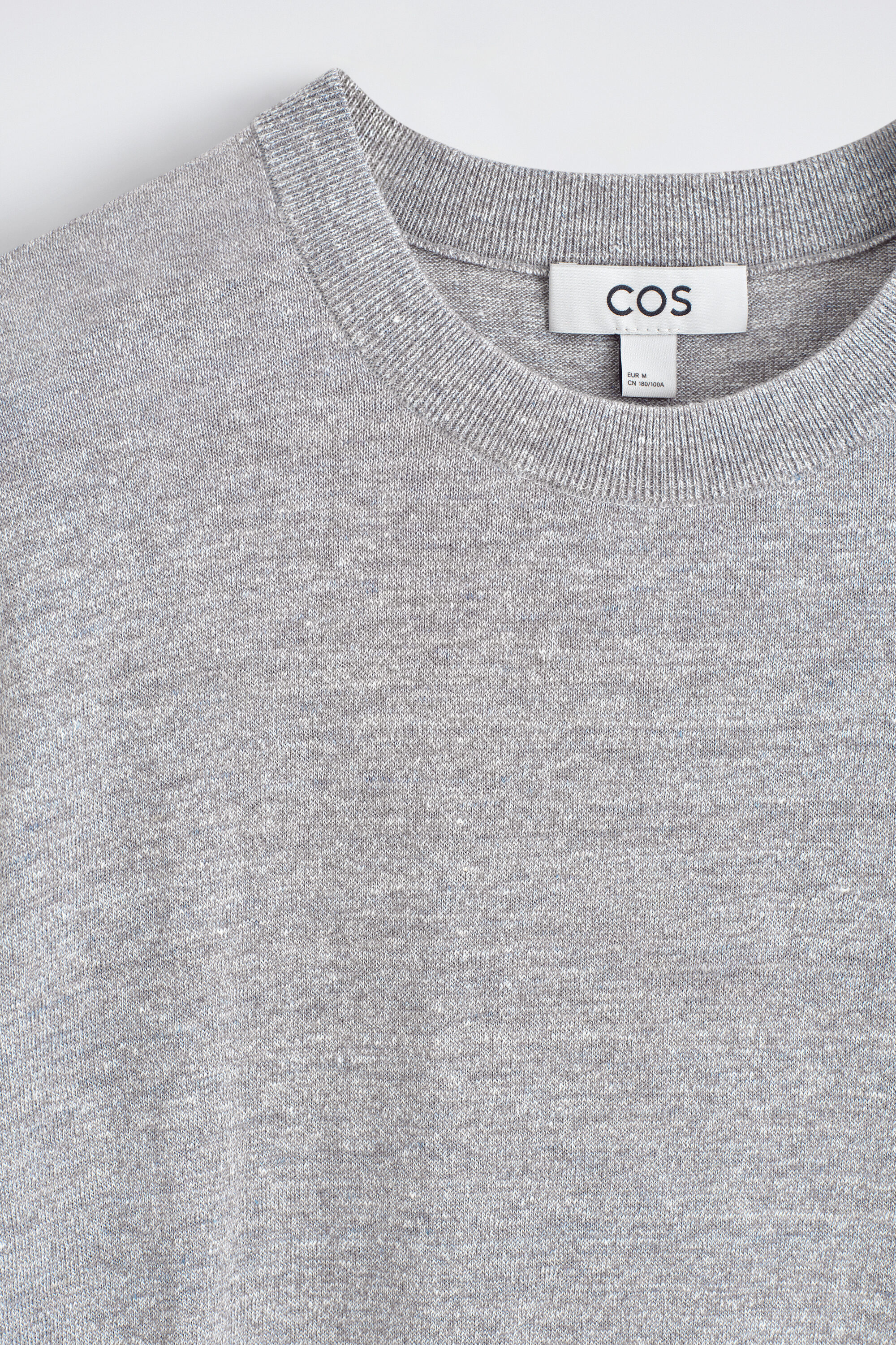 KNITTED LINEN T-SHIRT - GRAY MÉLANGE | COS US