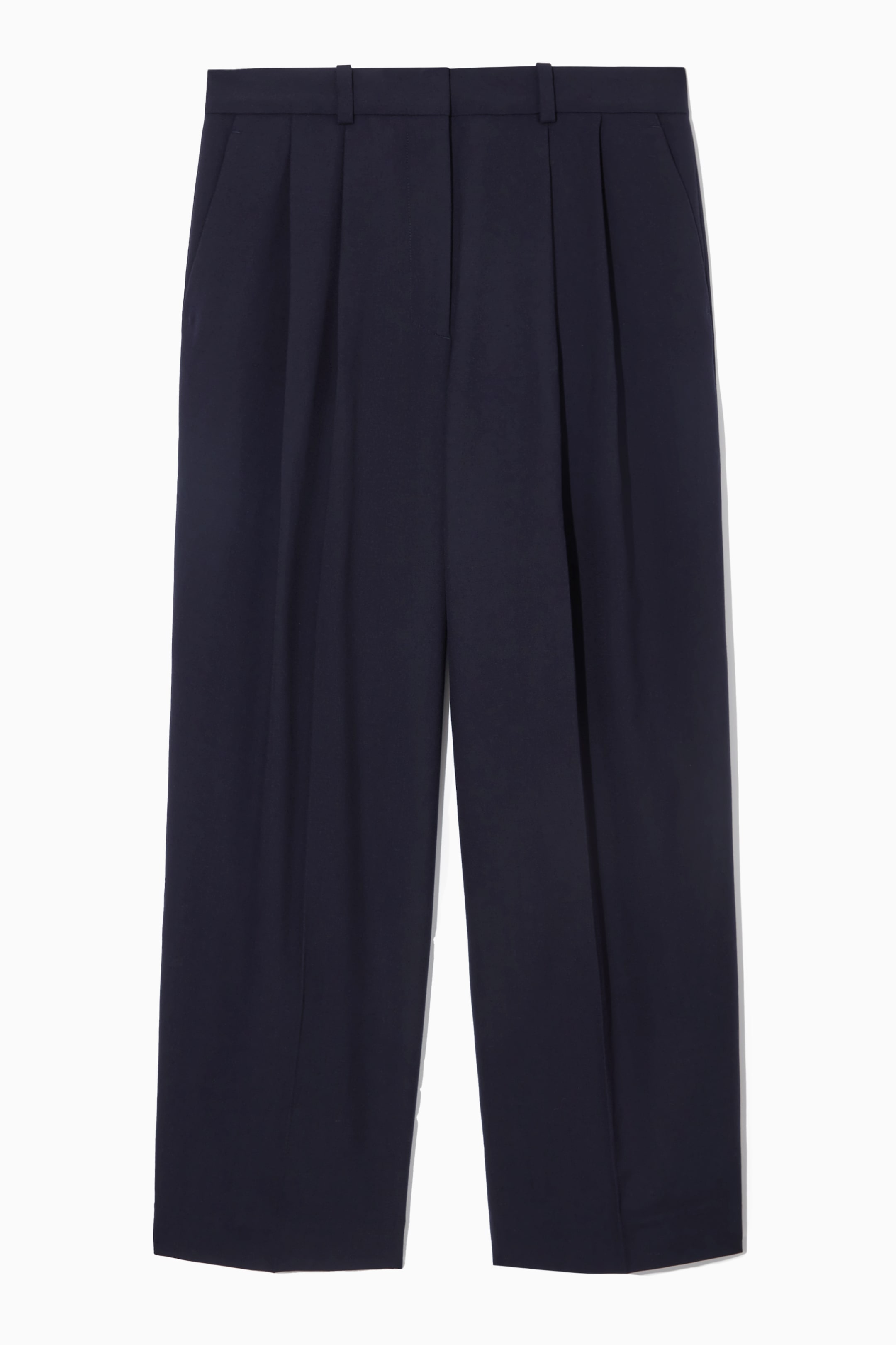 View larger image: RELAXED TAILORED WOOL WIDE-LEG TROUSERS - NAVY - Ladies | H&M GB 1