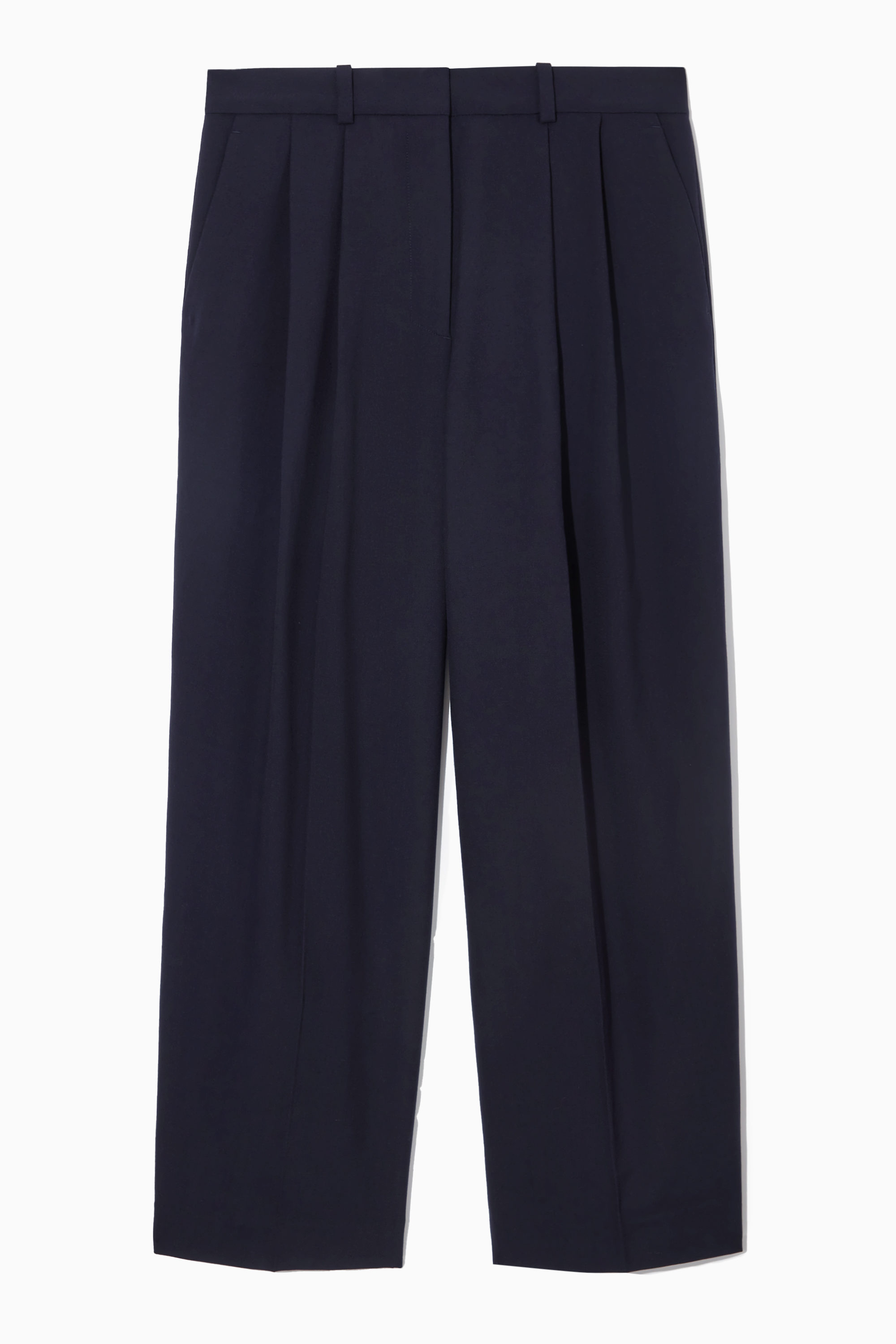 RELAXED TAILORED WOOL WIDE-LEG PANTS - NAVY | COS US