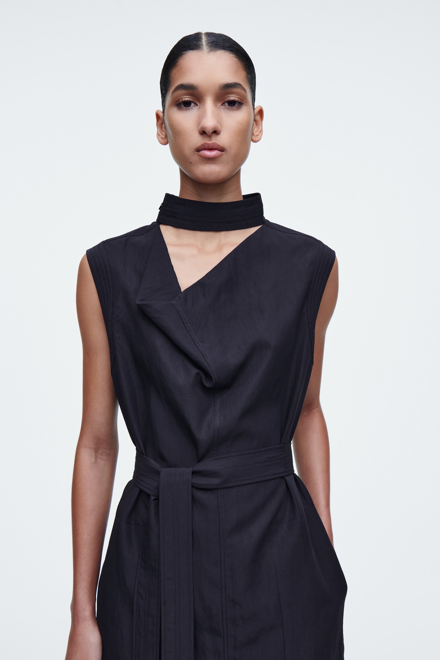 ABITO MIDI CON SCOLLO DRAPPEGGIATO CUT OUT - INDACO - 7
