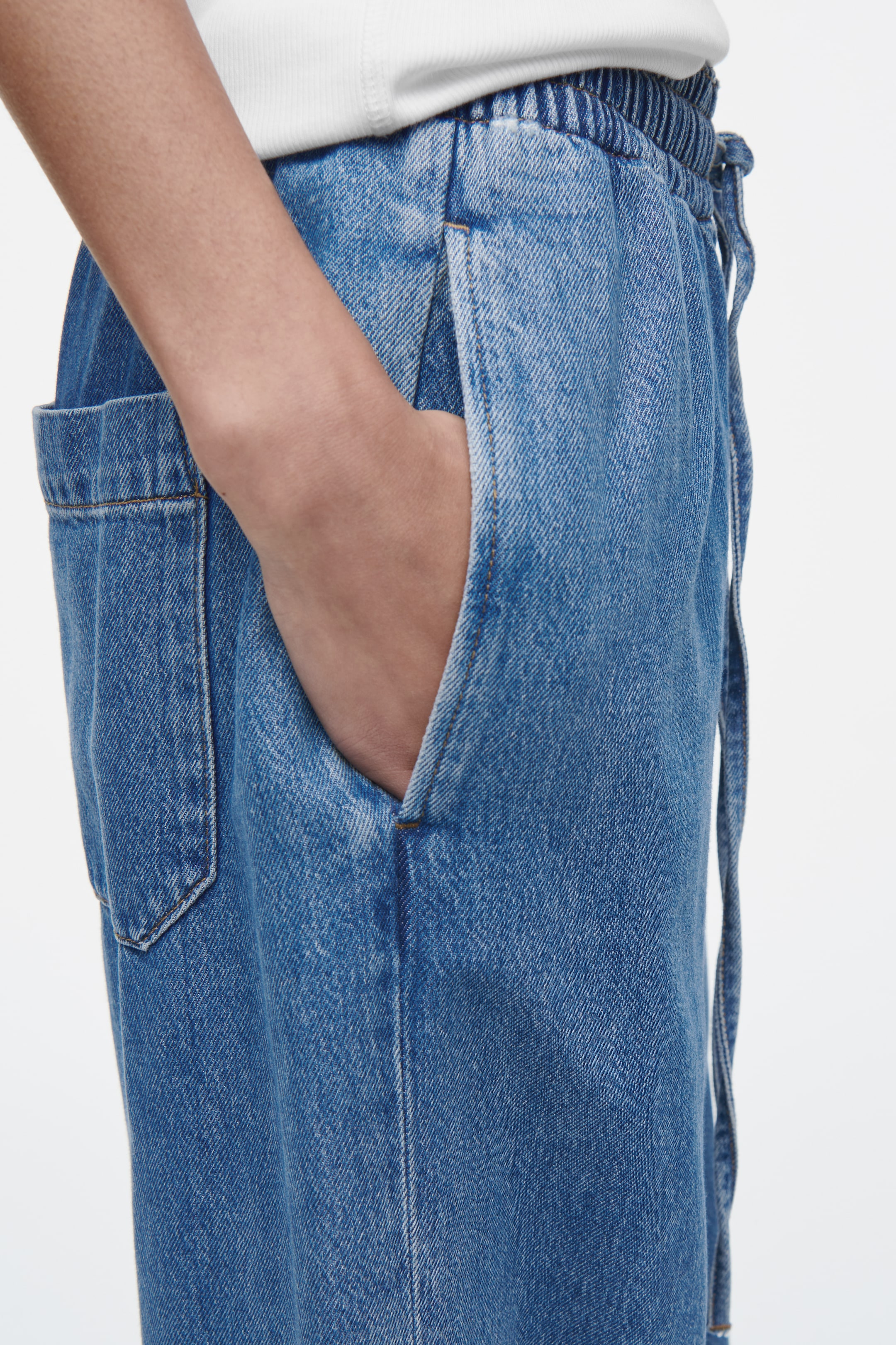 View larger image: WIDE-LEG FLUID DENIM TROUSERS - WASHED BLUE - Ladies | H&M GB 2