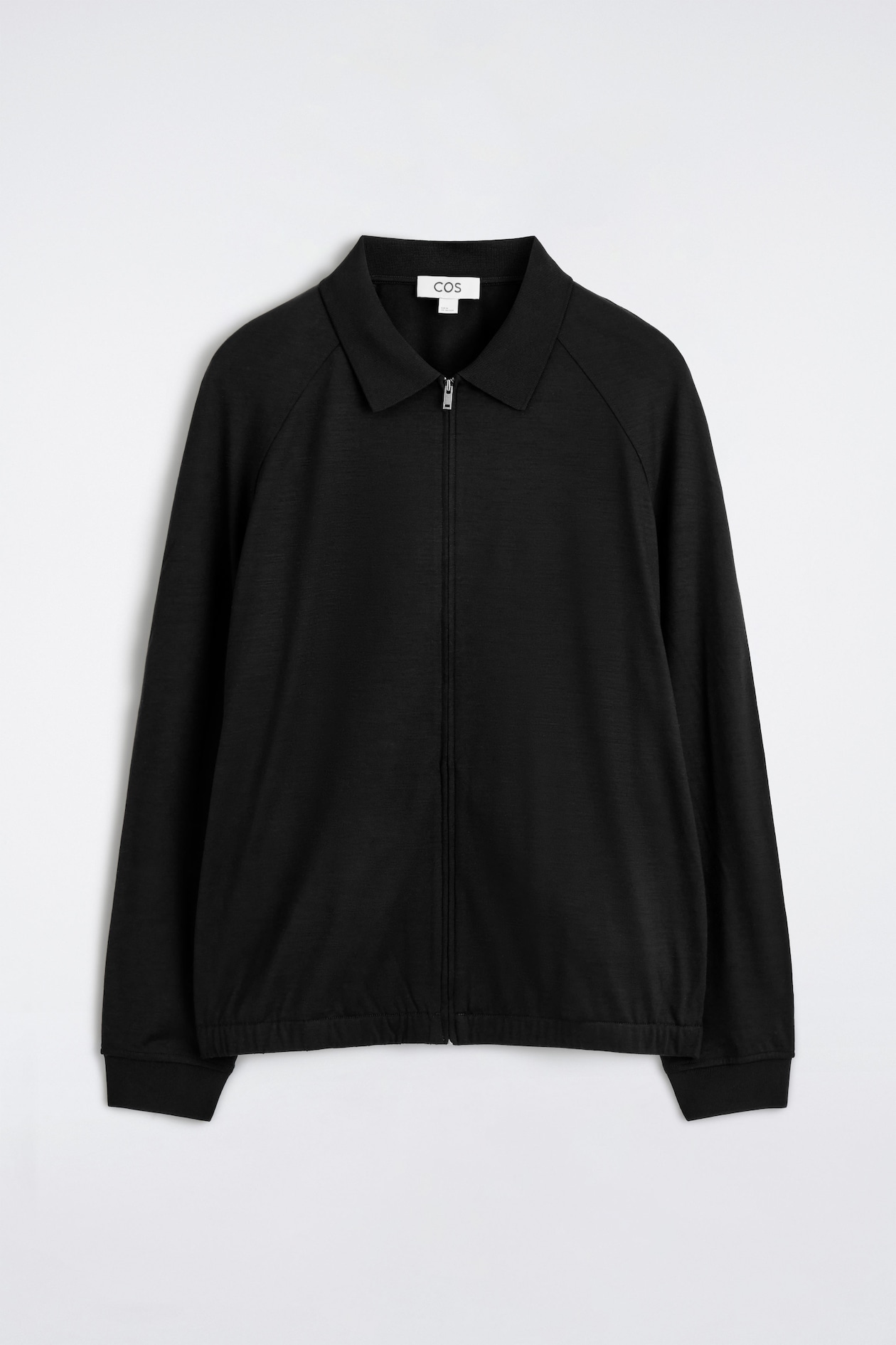 WOOL-JERSEY BOMBER JACKET — BLACK