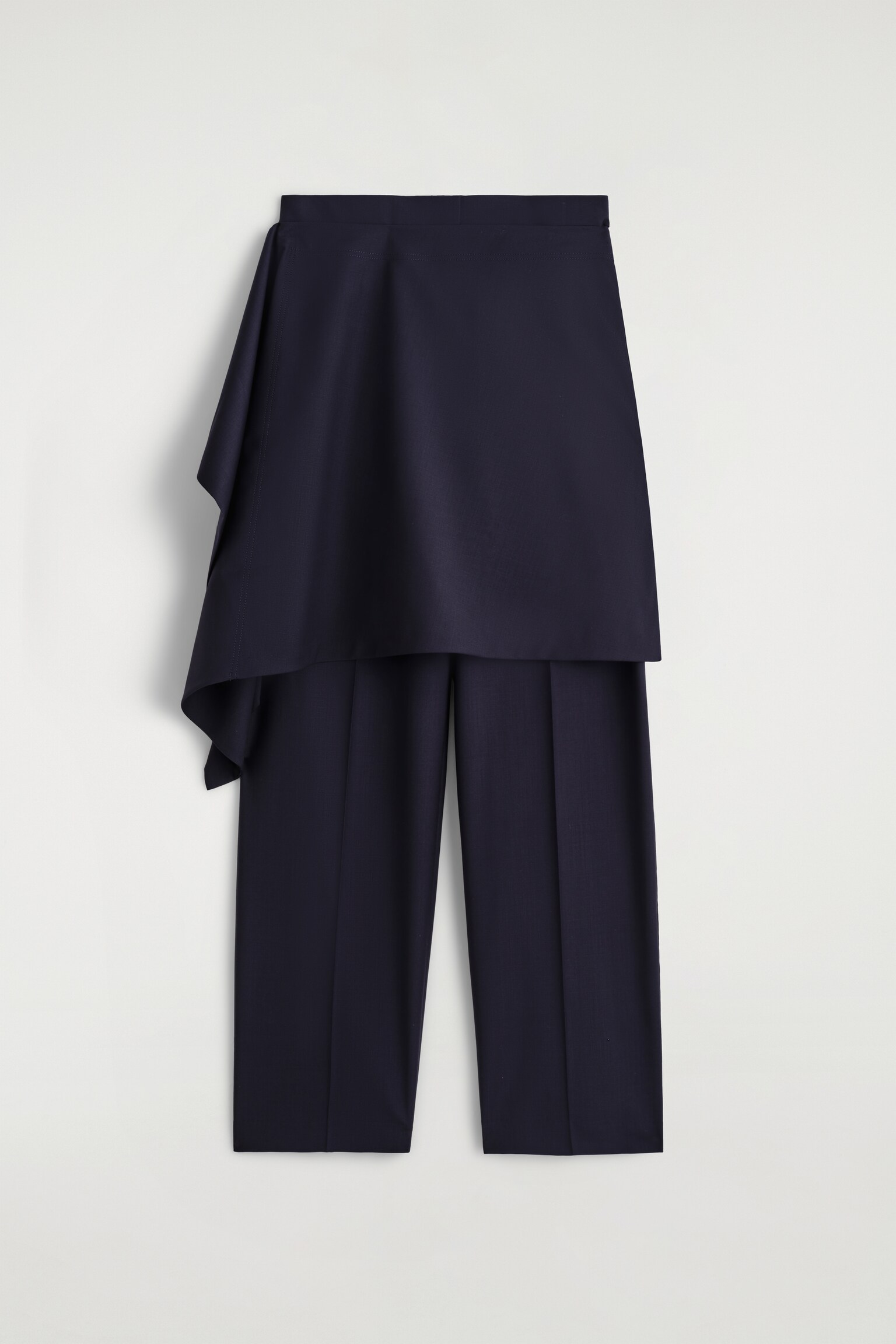 PANTALON-JUPE EN LAINE - BLEU MARINE - 2