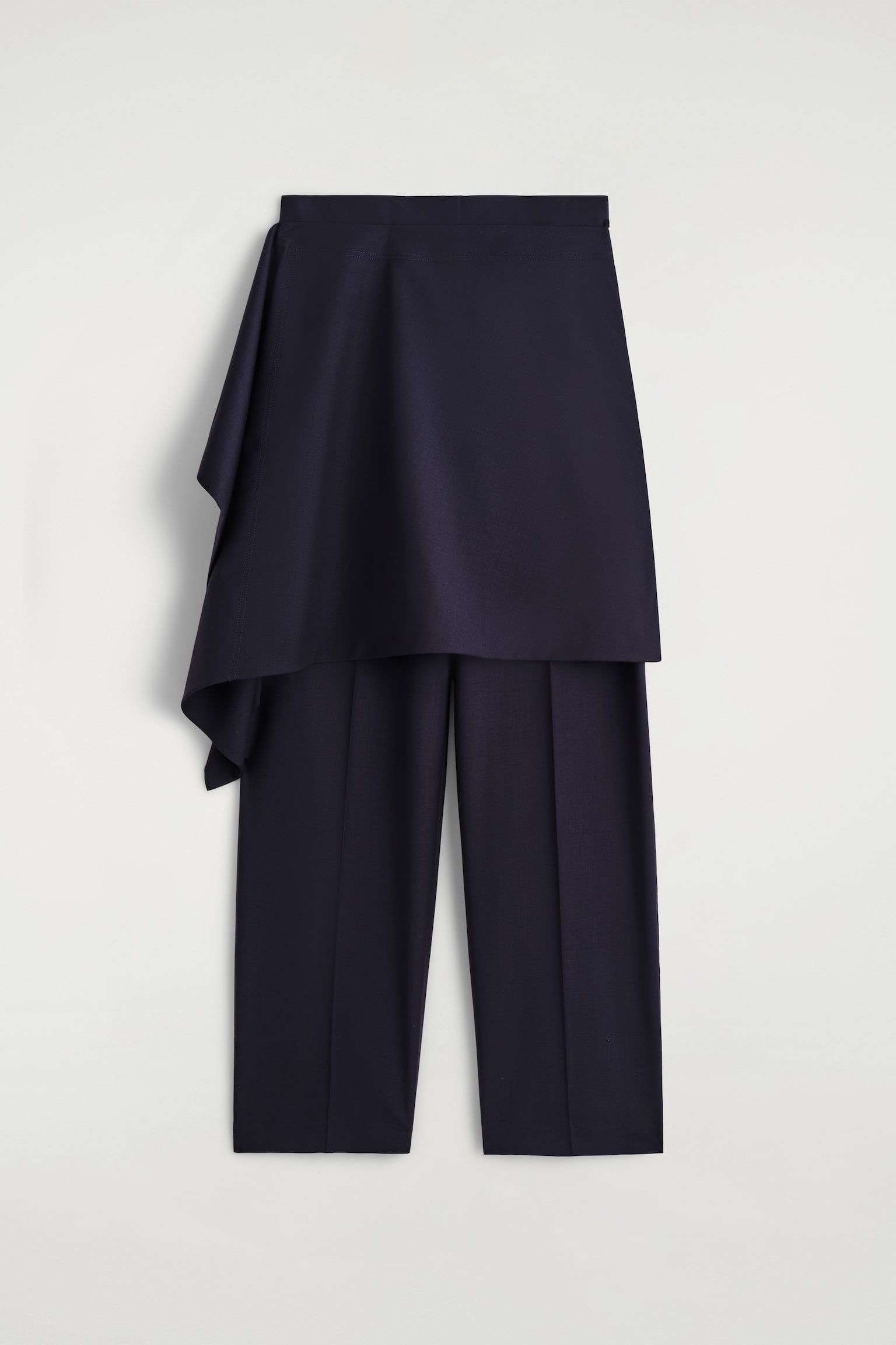 PANTALÓN CON FALDA DE LANA - AZUL MARINO - 2
