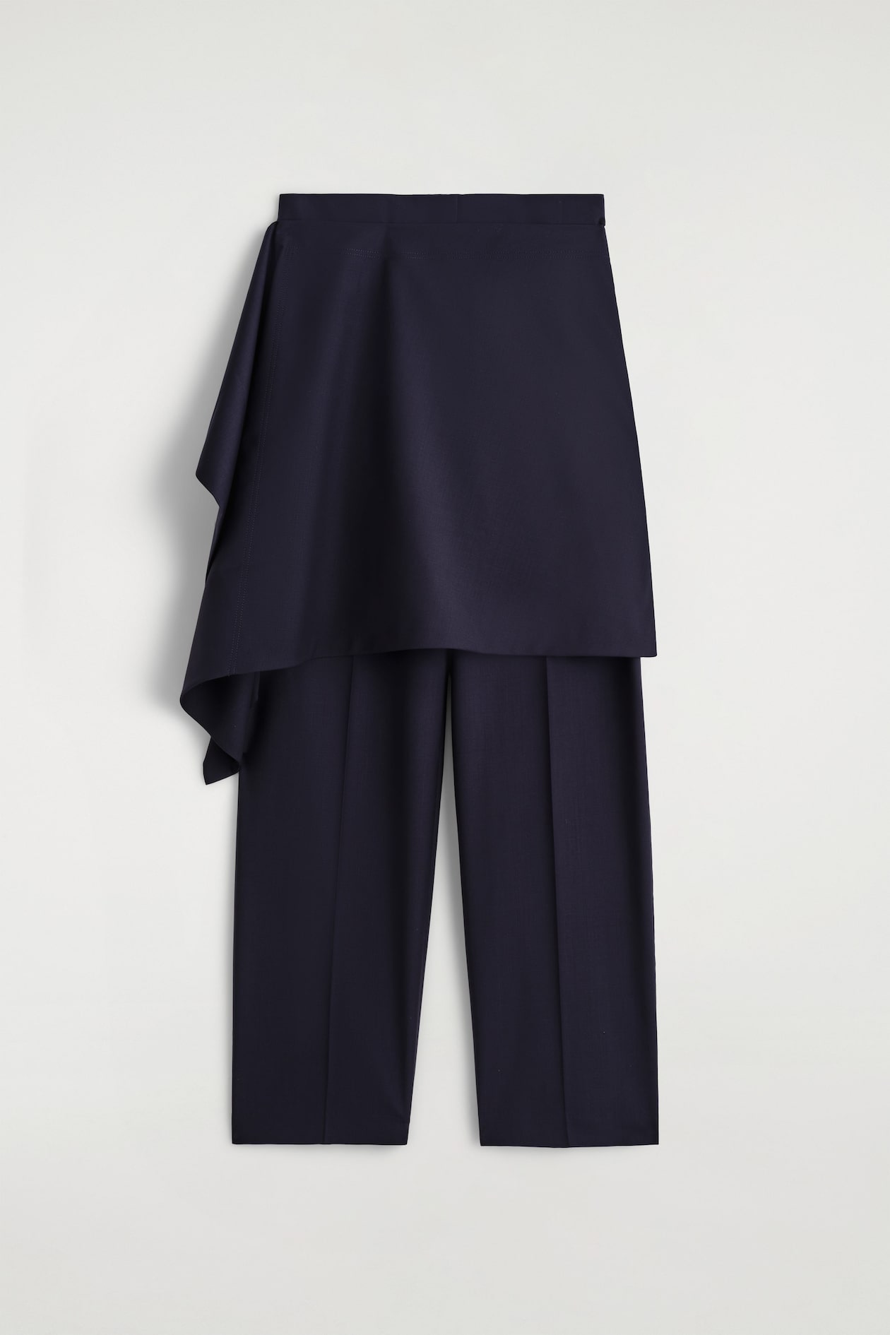WOOL SKIRT TROUSERS — NAVY