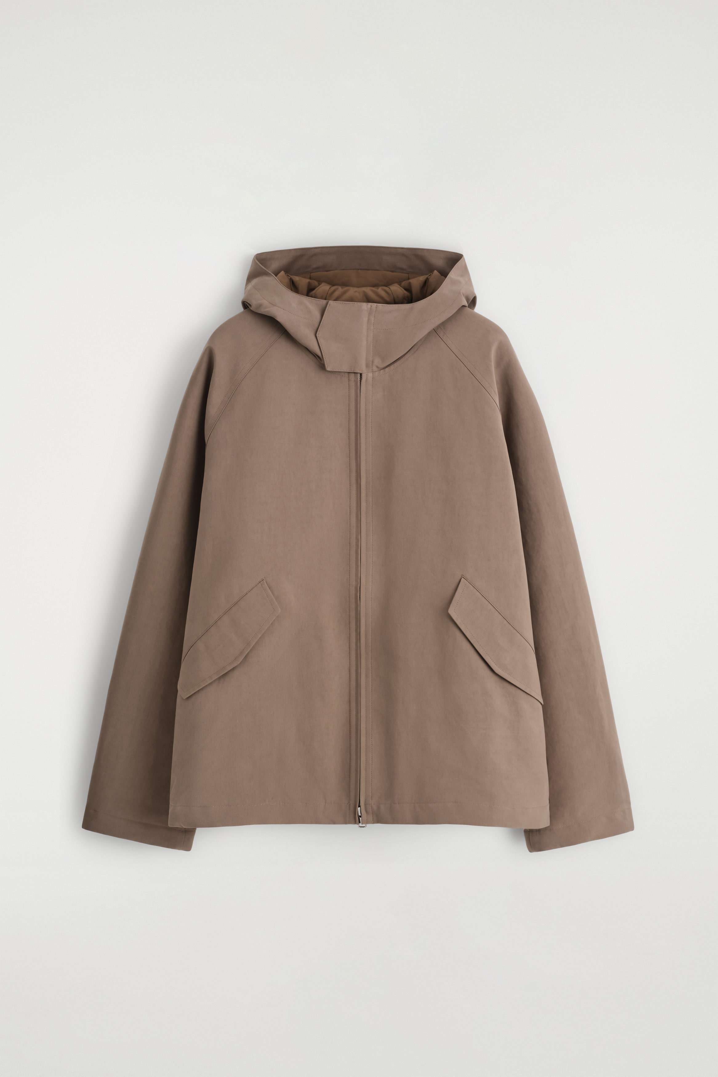 TECHNICAL COTTON HOODED JACKET - BROWN | COS US