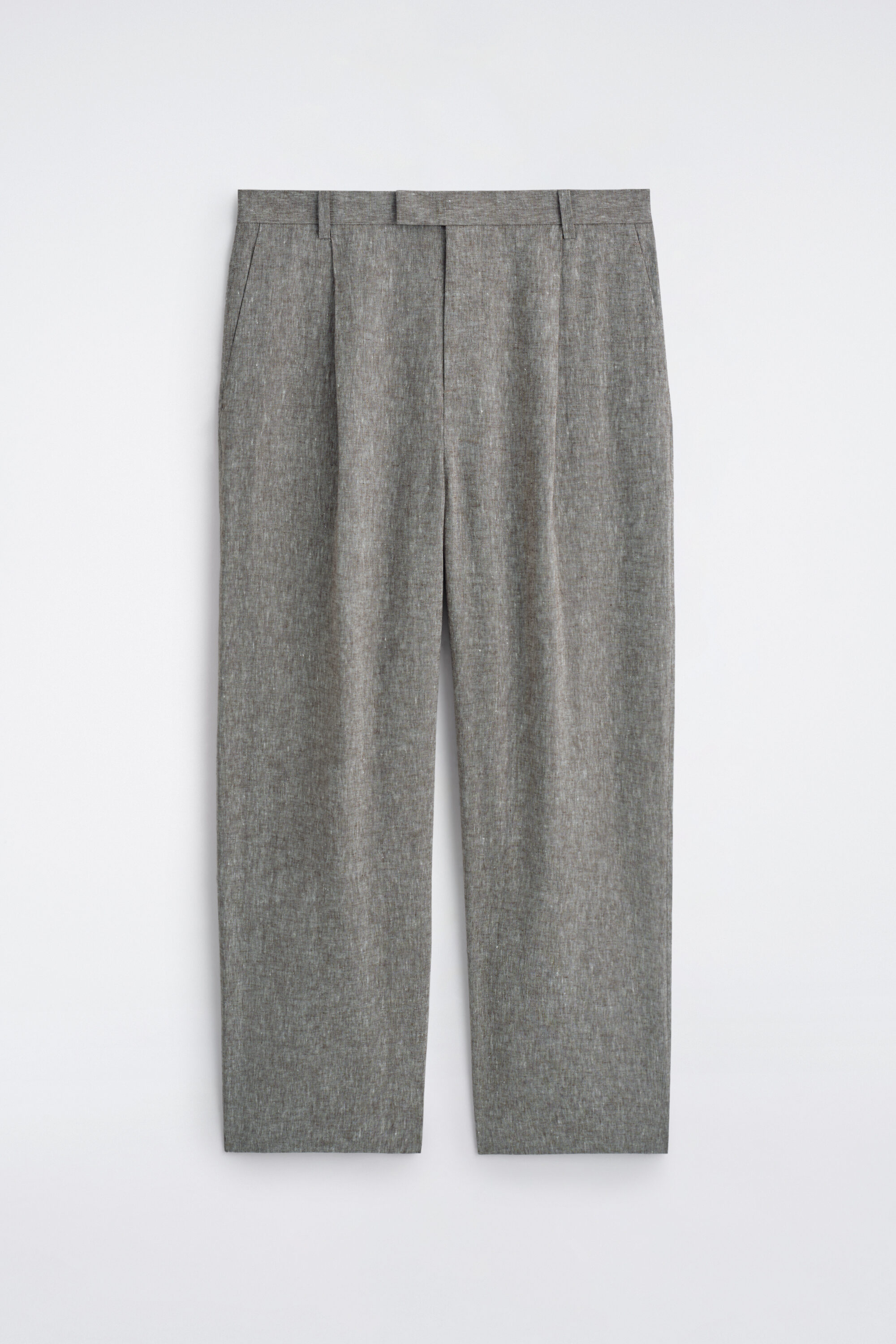 LINEN RELAXED-FIT WIDE-LEG PANTS - GRAY MÉLANGE | COS US