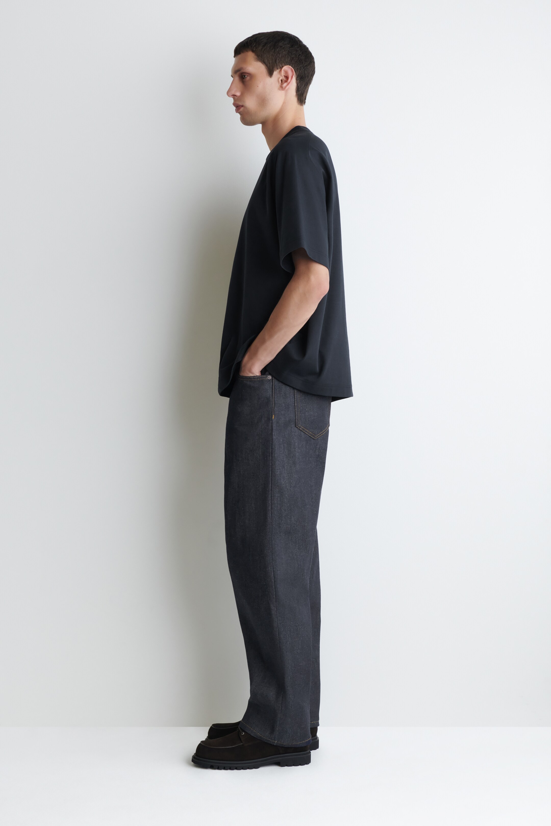 Zobacz większy obraz: T-SHIRT OVERSIZE Z BAWEŁNY DWUŁOŻYSKOWEJ - CZARNY/ BIAŁY - ON | H&M PL 3