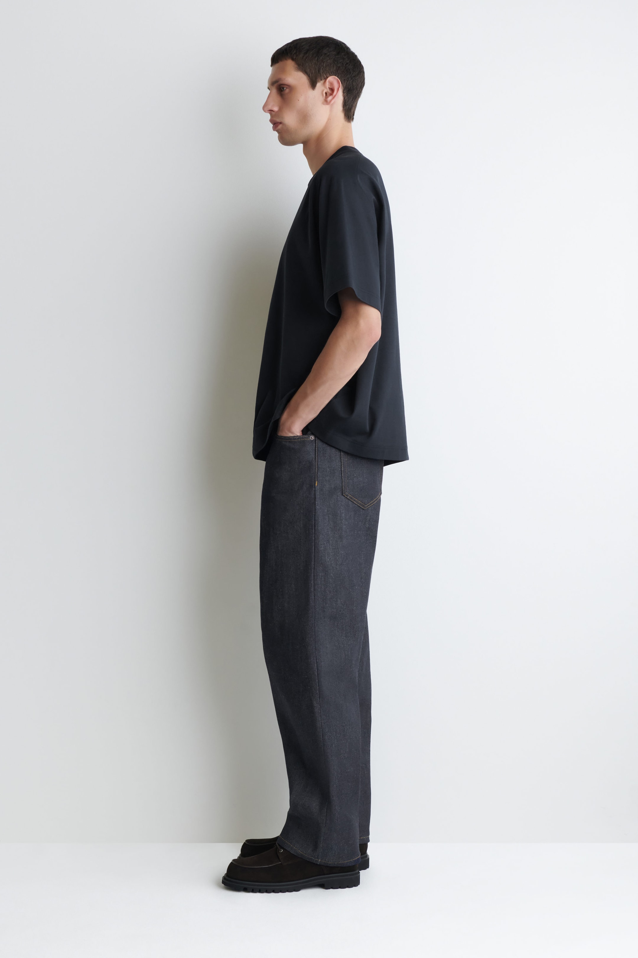 OVERSIZED INTERLOCK LAYERED-EFFECT T-SHIRT