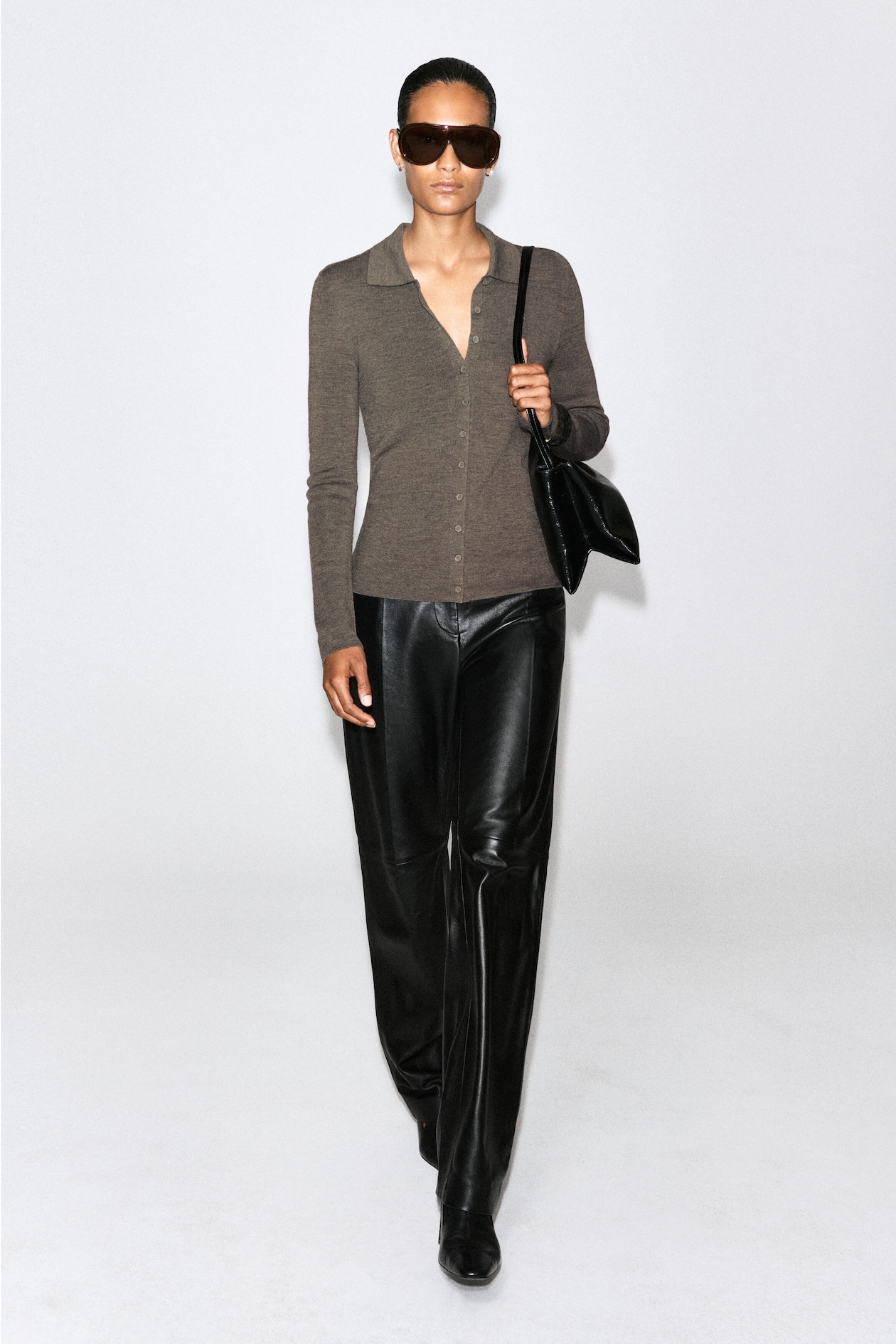 SEAMLESS MERINO WOOL SHIRT — LIGHT-BROWN MÉLANGE