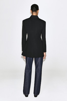 DOUBLE-BREASTED PEPLUM BLAZER — BLACK 6