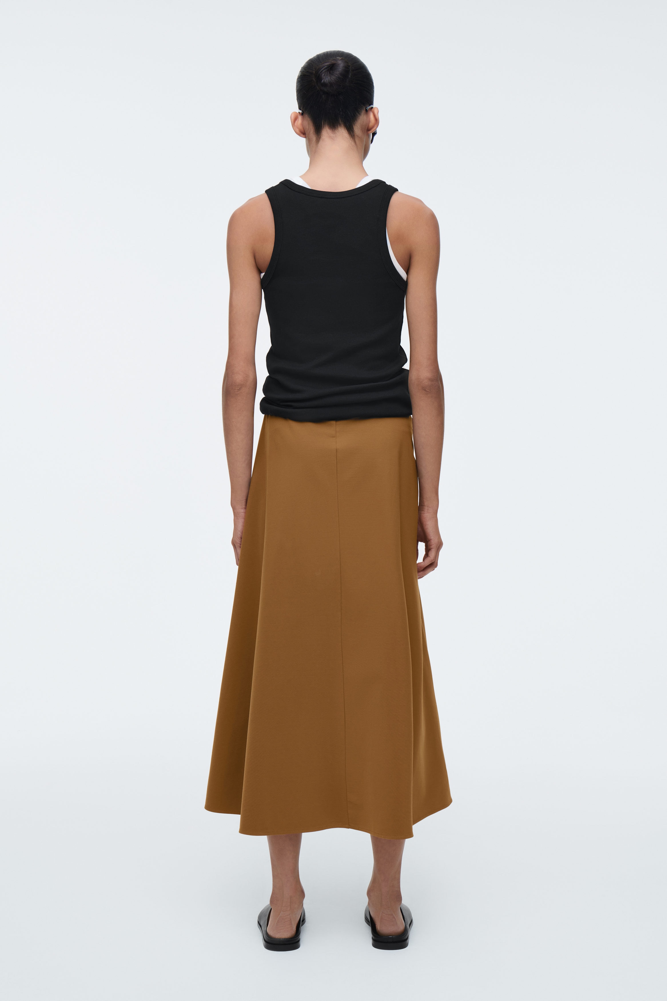 TWIST-DETAIL MIDI SKIRT - BROWN | COS