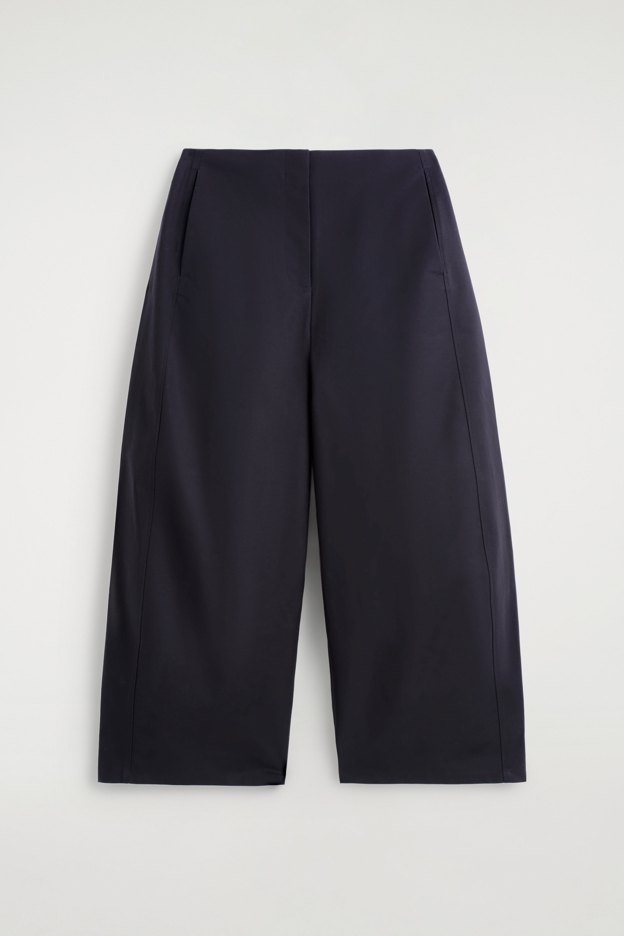 CROPPED BARREL-LEG COTTON TROUSERS - NAVY | COS GB