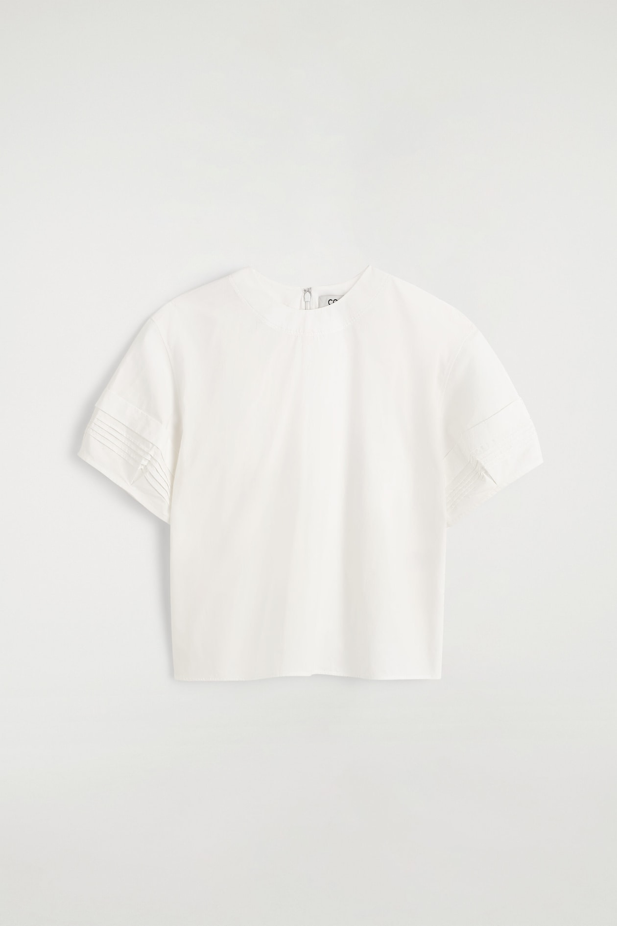 PINTUCKED COTTON BLOUSE — OFF-WHITE