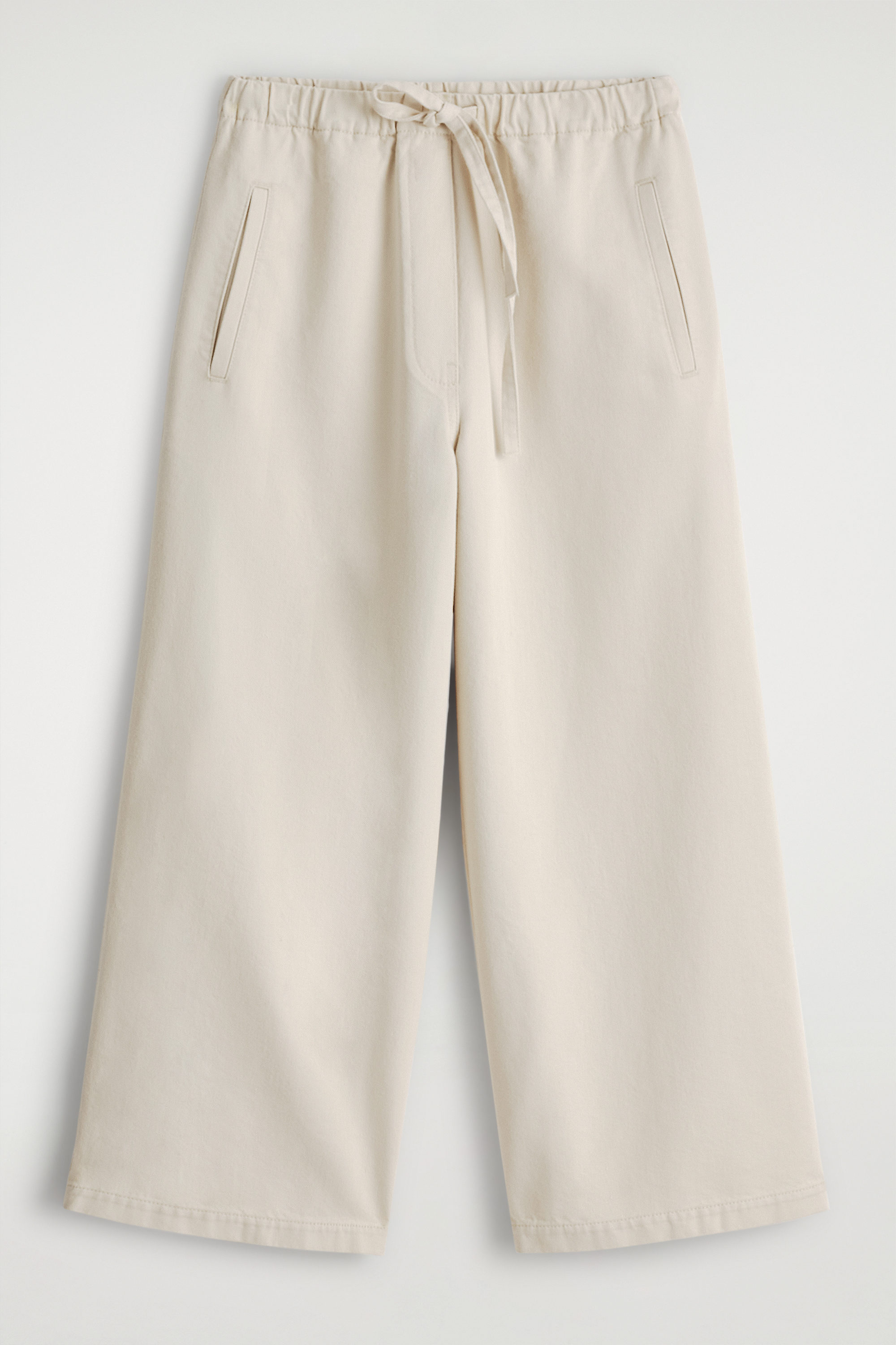 CROPPED DENIM WIDE-LEG PANTS - ECRU | COS
