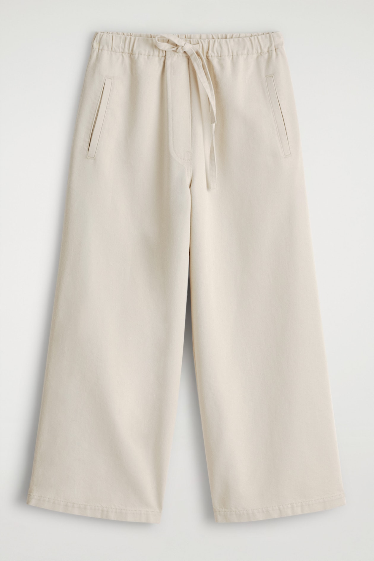 CROPPED DENIM WIDE-LEG TROUSERS