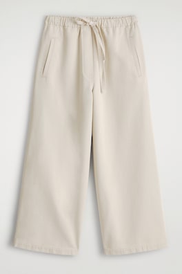 CROPPED DENIM WIDE-LEG TROUSERS — ECRU 2