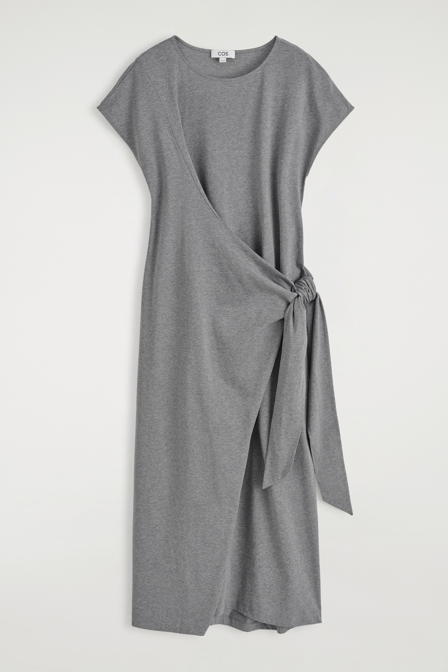 VESTIDO CAMISETA CON FRONTAL CRUZADO - GRIS/ROJO - 2