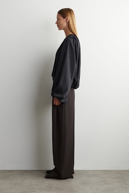 GATHERED WRAP-OVER BLOUSE — CHARCOAL 3