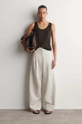 SCOOP-NECK SILK-JERSEY TANK TOP — BROWN 2
