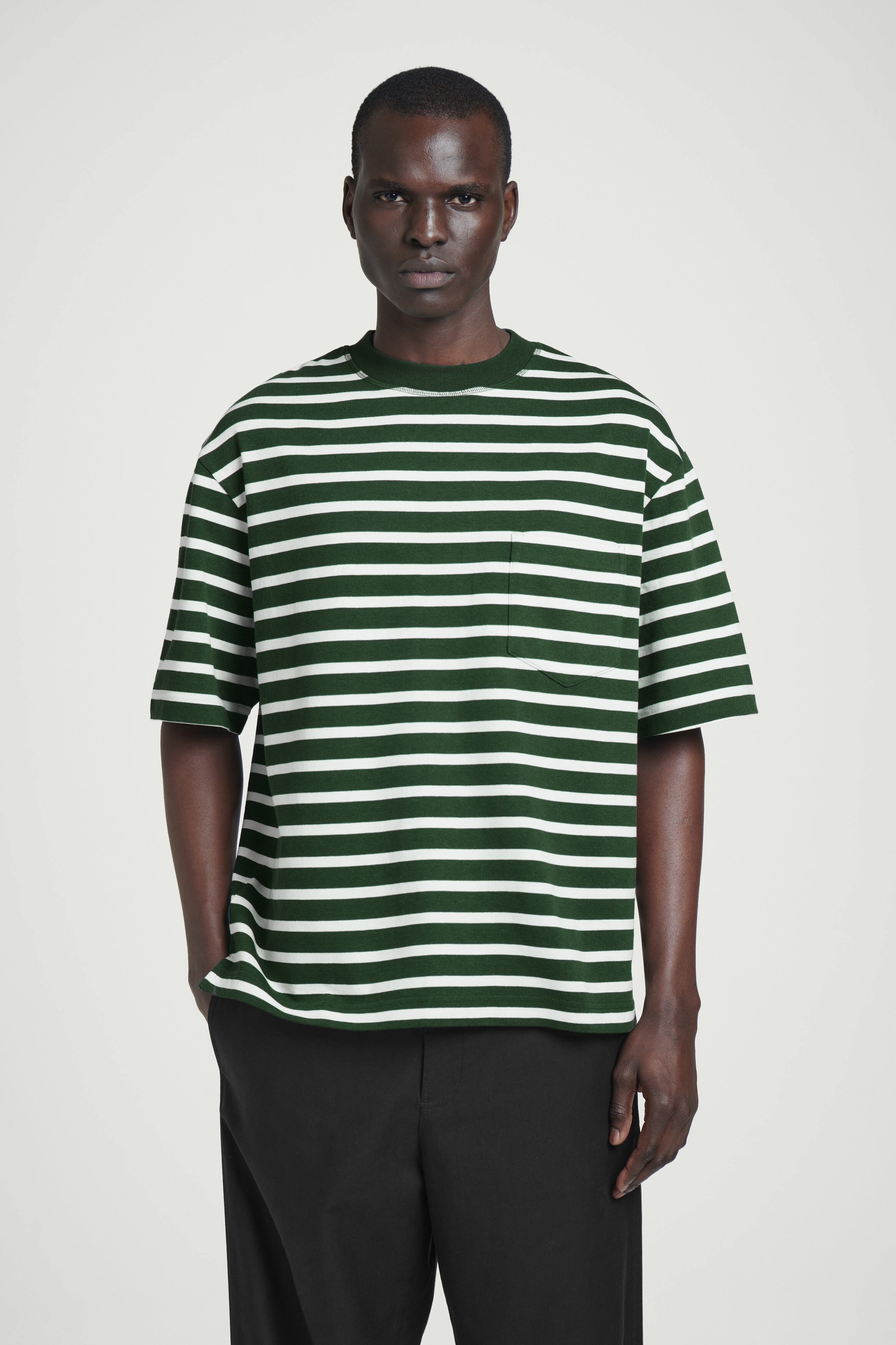 OVERSIZED HEAVYWEIGHT COTTON T-SHIRT - GREEN / WHITE