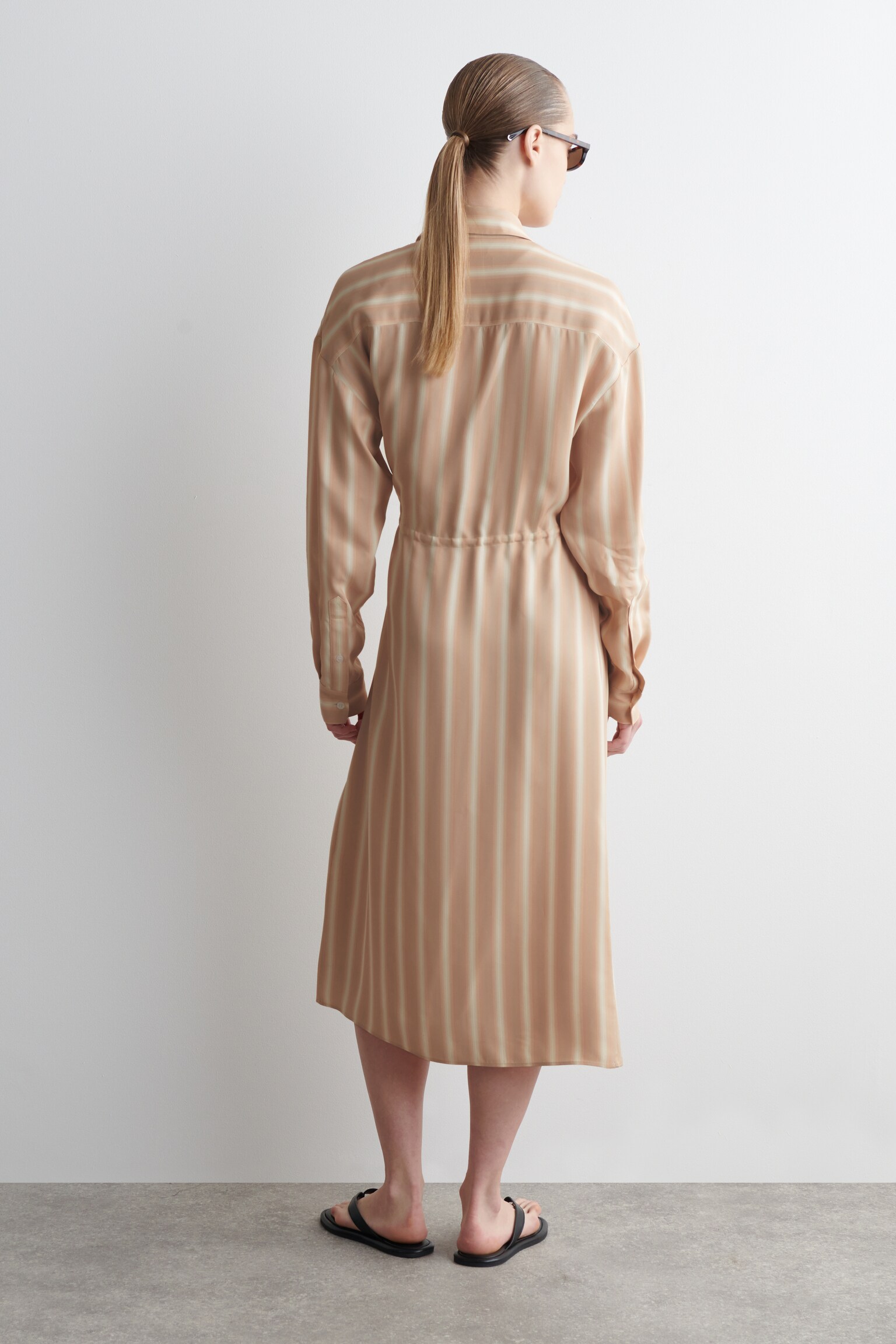 VESTIDO CAMISERO MIDI CRUZADO - ROSA/RAYAS/VERDE CLARO - 5