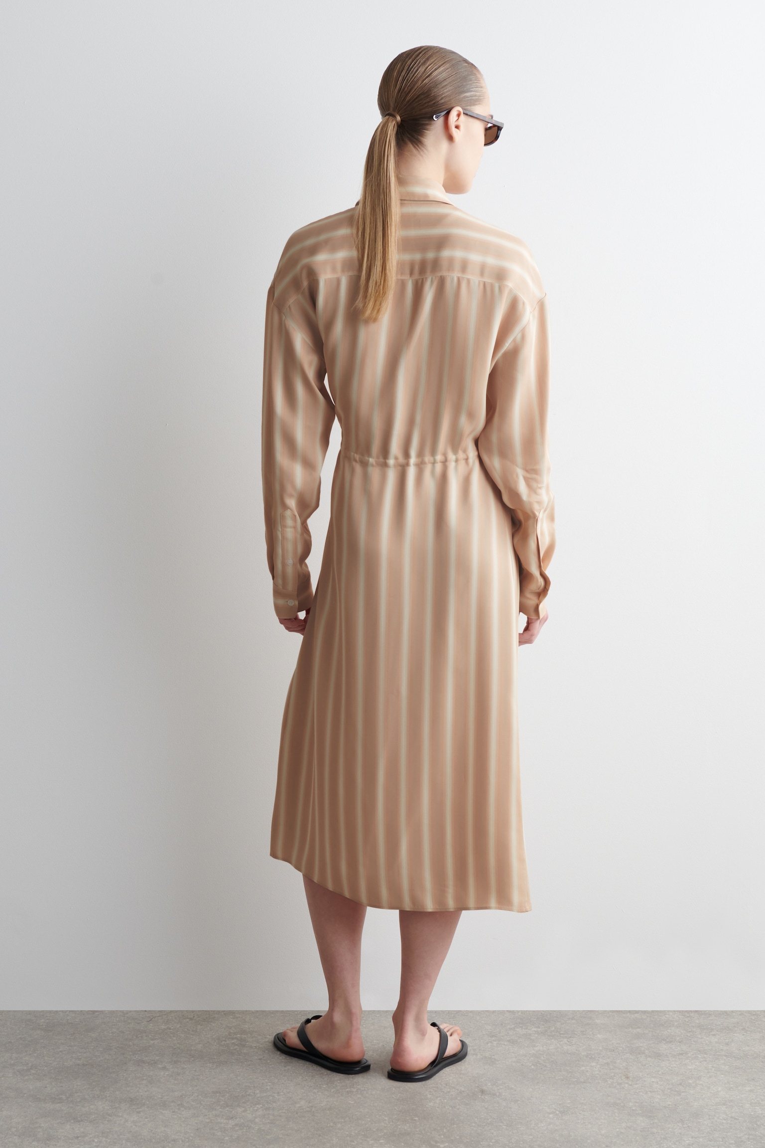 VESTIDO CAMISERO MIDI CRUZADO - ROSA/RAYAS/VERDE CLARO - 3