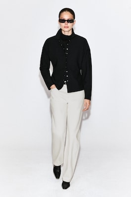 WAISTED CREPE-JERSEY SHIRT — BLACK 2