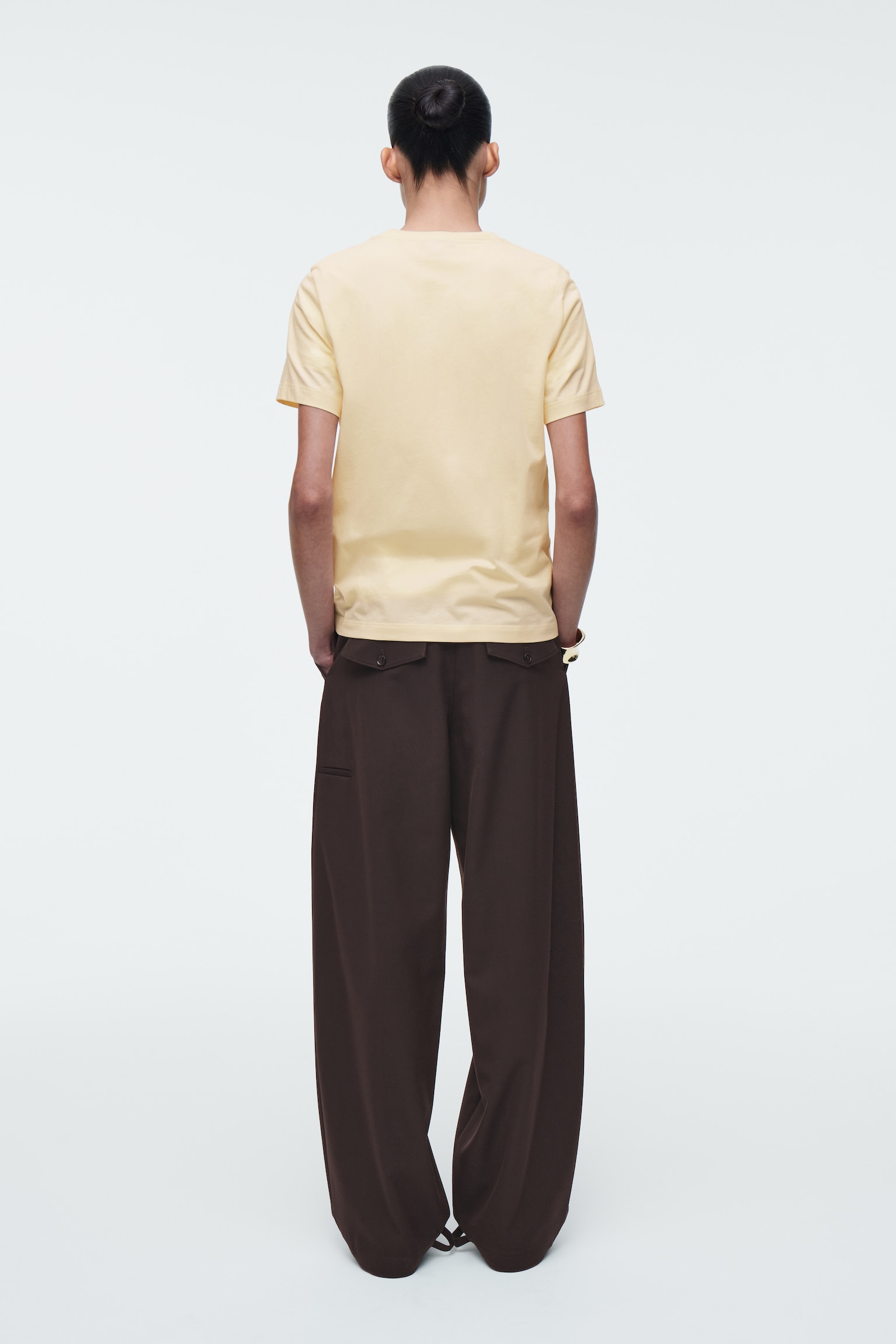 T-SHIRT AUS BAUMWOLLE MIT RUNDHALSAUSSCHNITT - HELLGELB/WEISS/HELLGRAU MELIERT/SCHWARZ/HELLBLAU/NAVYBLAU/WEISS/GESTREIFT/GRAU MELIERT/DUNKLES KHAKI - 6