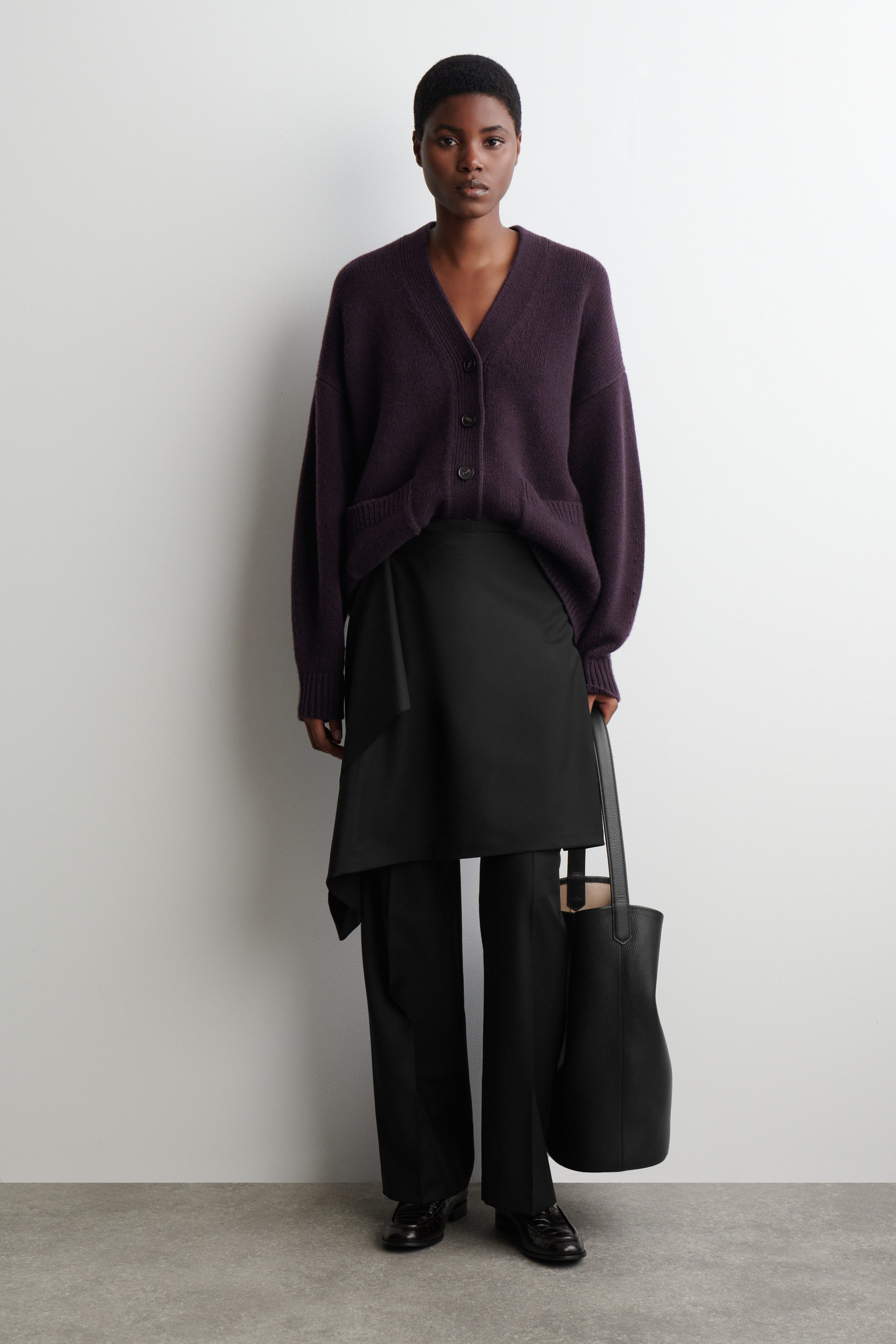 OVERSIZED MERINO WOOL CARDIGAN - DARK PURPLE | COS US