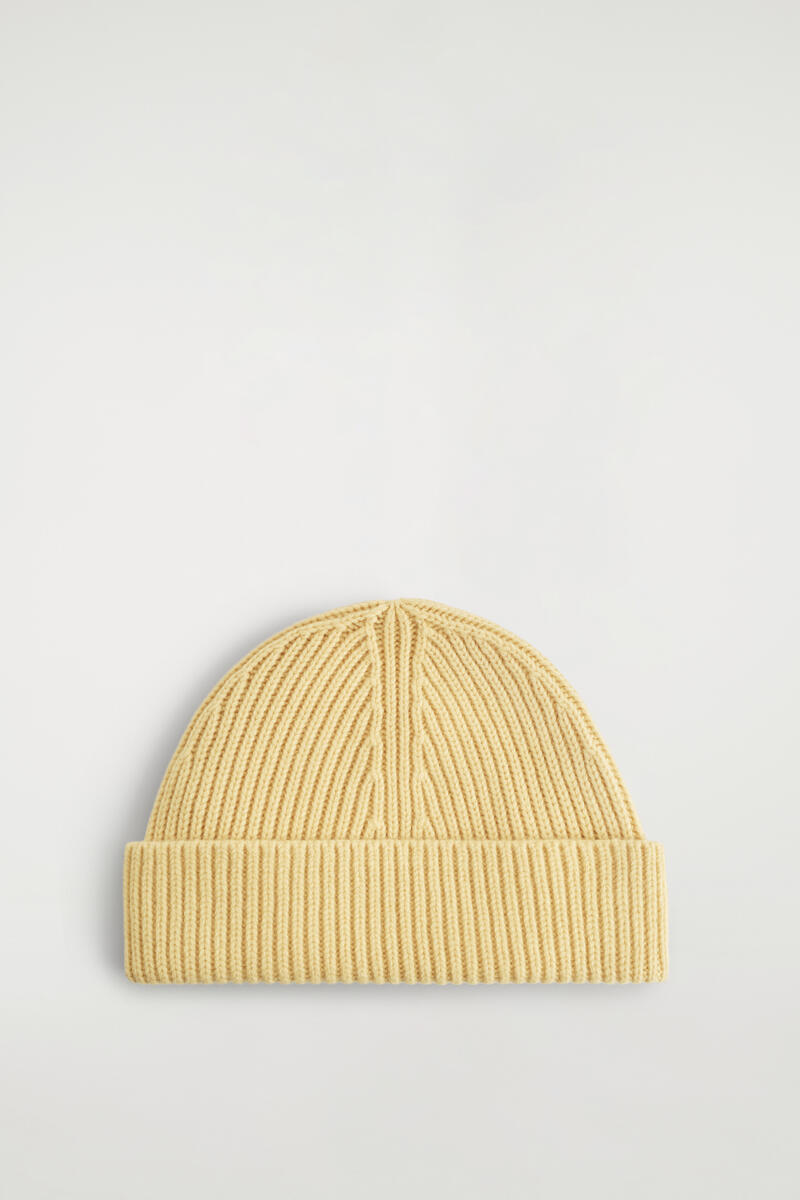 Cos Chunky Ribbed Wool Beanie In Beige