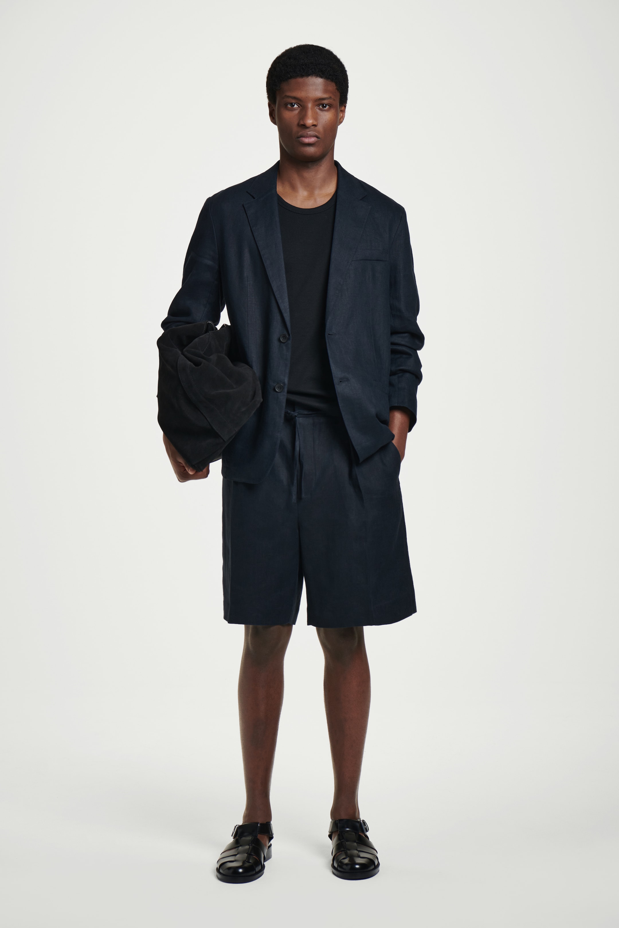 Ingrandisci l'immagine: TAILORED DRAWSTRING LINEN SHORTS - NAVY - UOMO | H&M CH 1