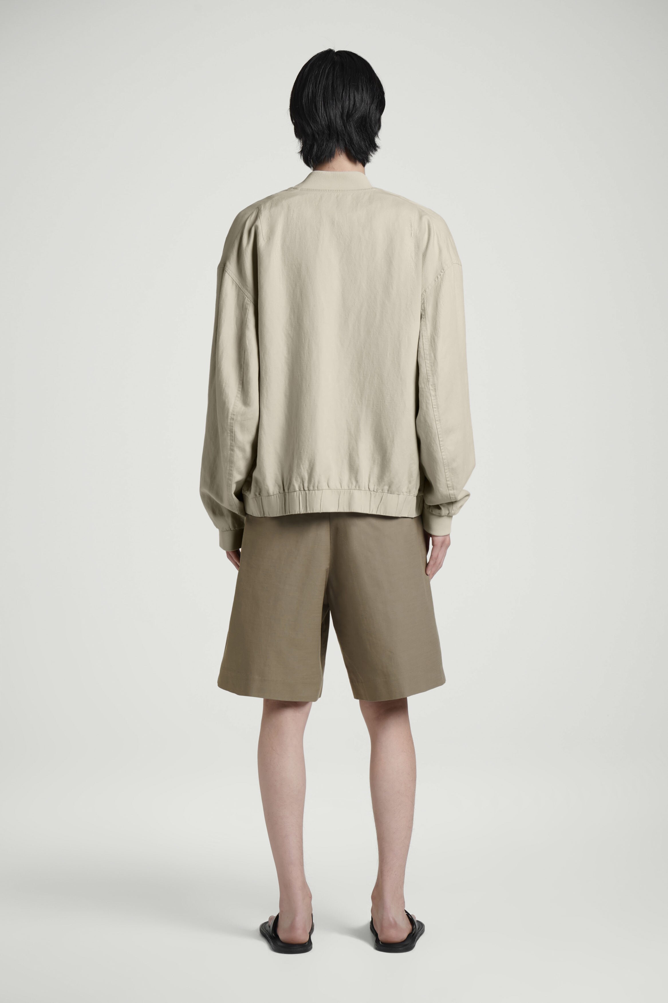 LINEN BOMBER JACKET - STONE | COS